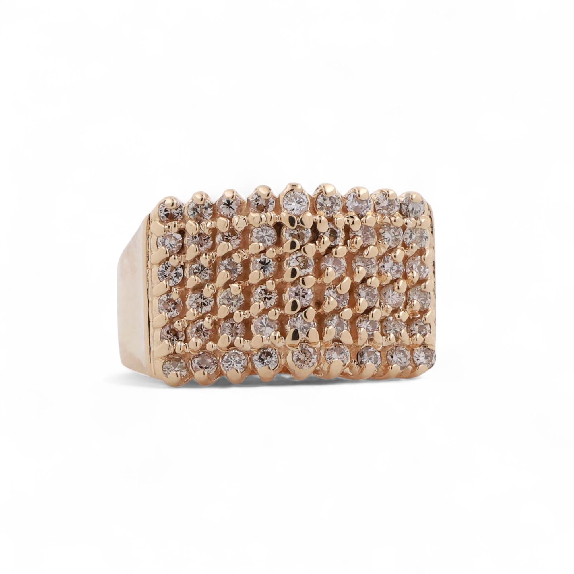 1.50 TW 6-Row Diamond Dome Ring 14K Yellow Gold Size 8.5 Estate