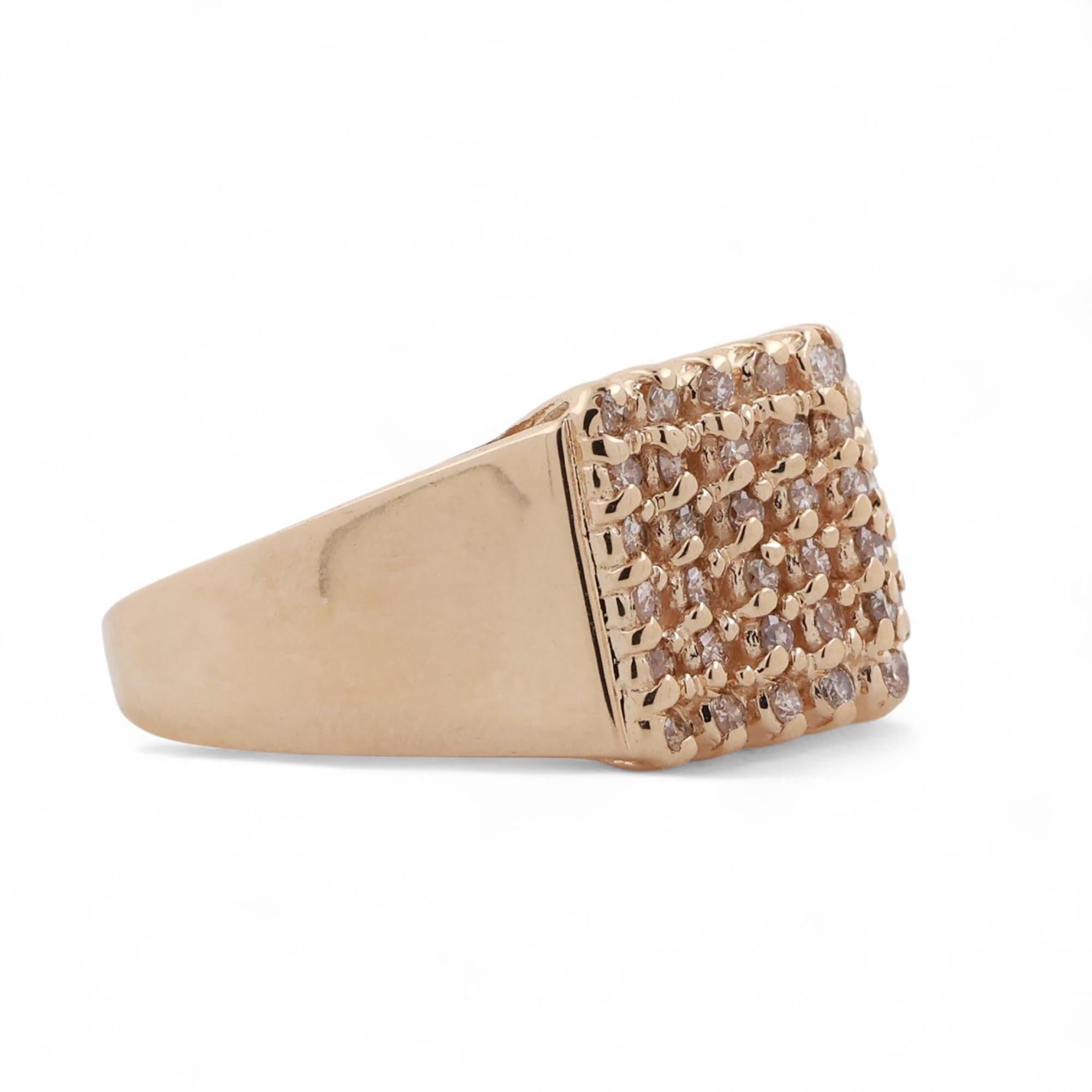 1.50 TW 6-Row Diamond Dome Ring 14K Yellow Gold Size 8.5 Estate