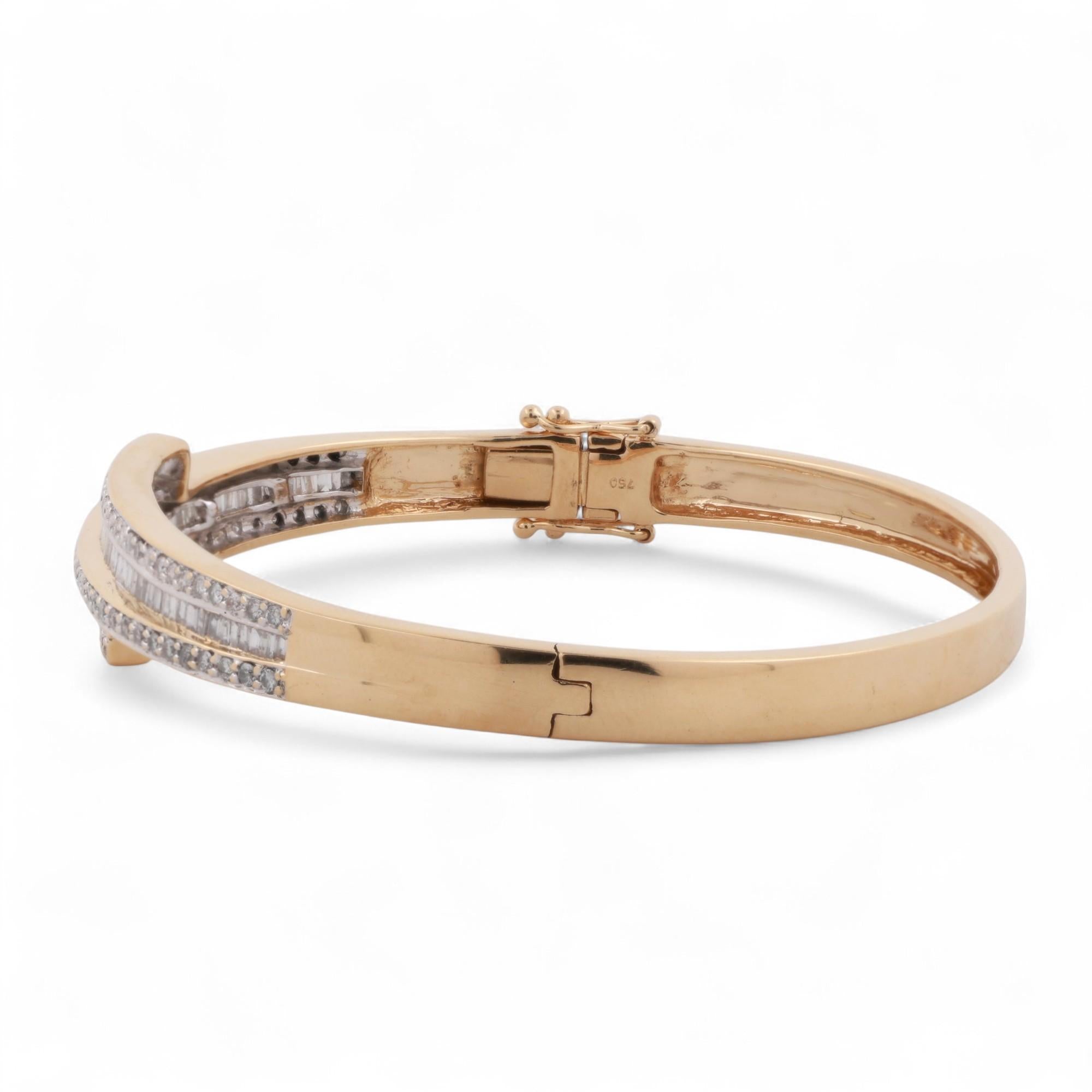 4.50 TW Diamond Bypass Bangle Bracelet 18K Gold 7" Ladies Estate