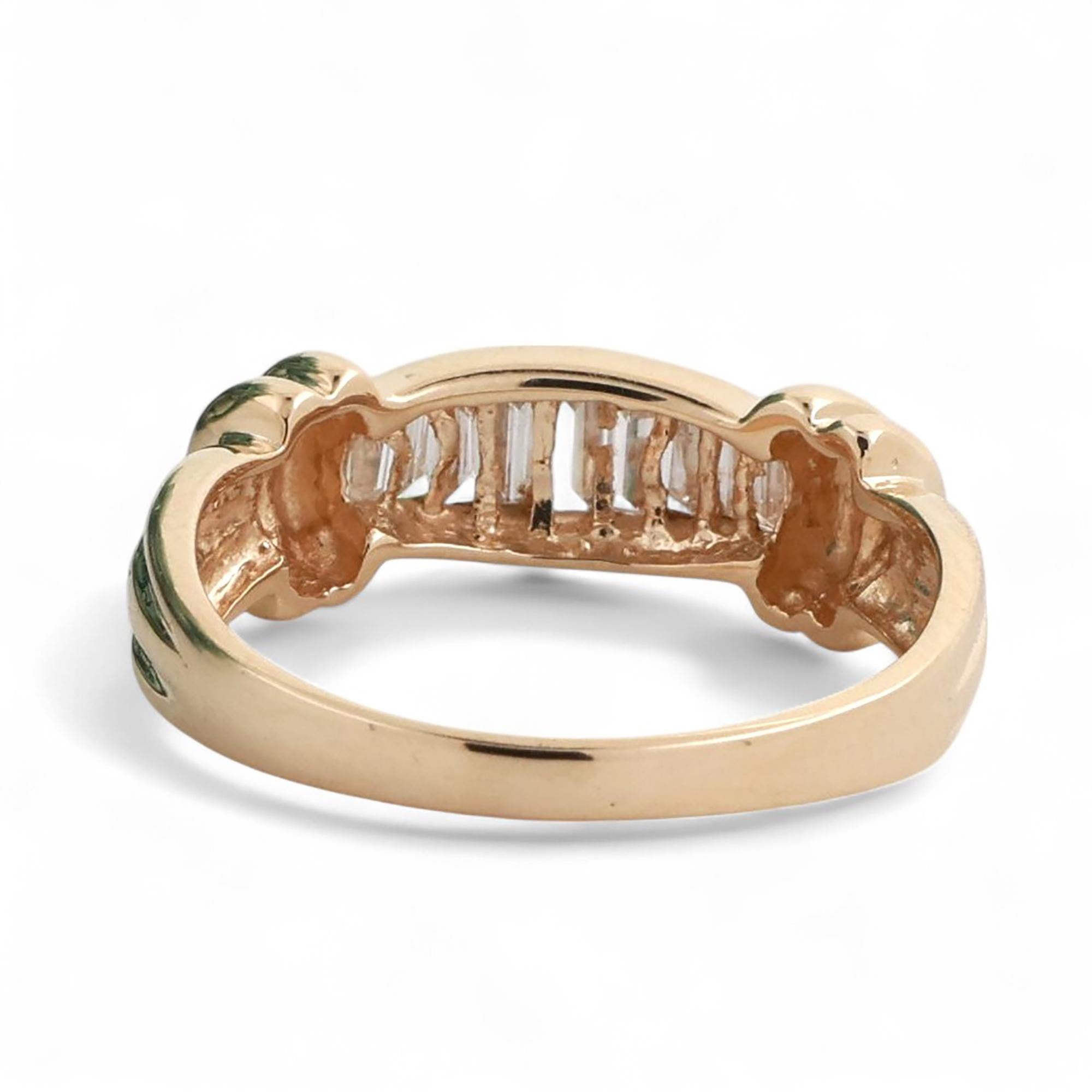 Baguette Diamond Band Ring 14K Yellow Gold 0.30 TW Size 7.75 Estate