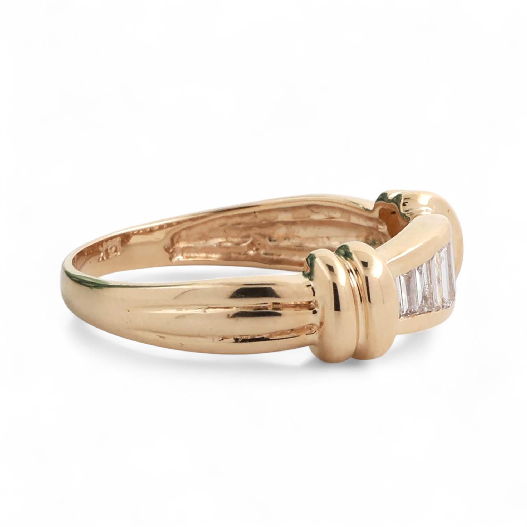 Baguette Diamond Band Ring 14K Yellow Gold 0.30 TW Size 7.75 Estate