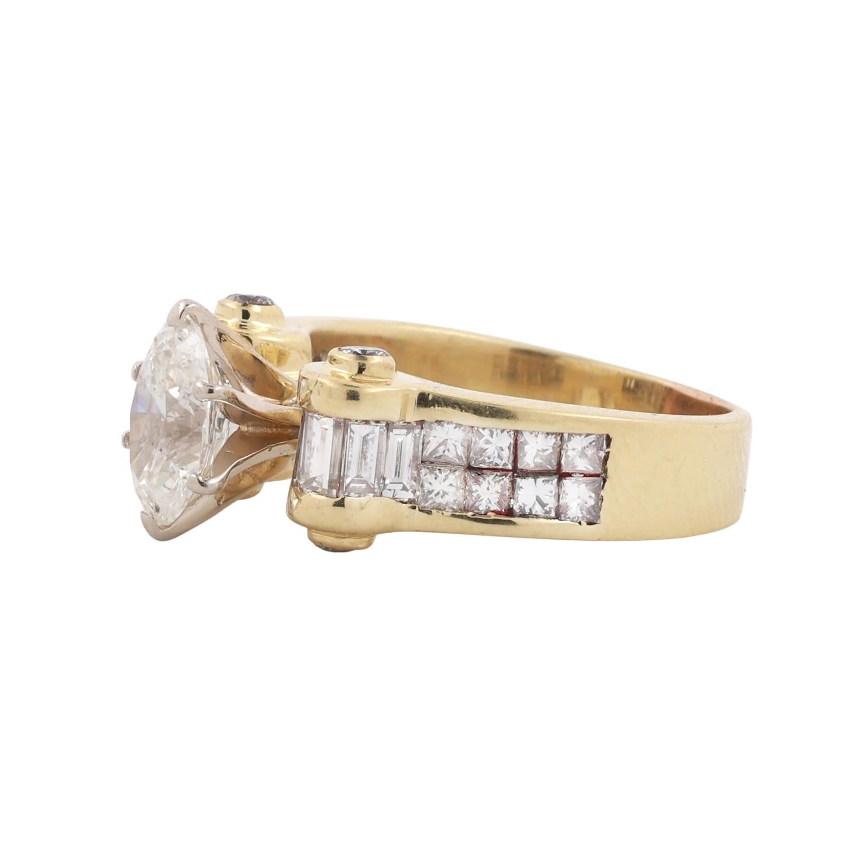 GIA Solitaire Oval Cut Diamond Accent Engagement Ring 18K Gold 2.55 TW Size 8