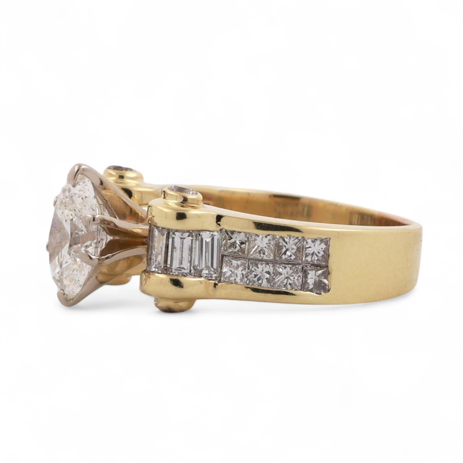 Solitaire Oval Cut Diamond Accent Engagement Ring 18K Gold 2.75 TW Size 8 Ladies