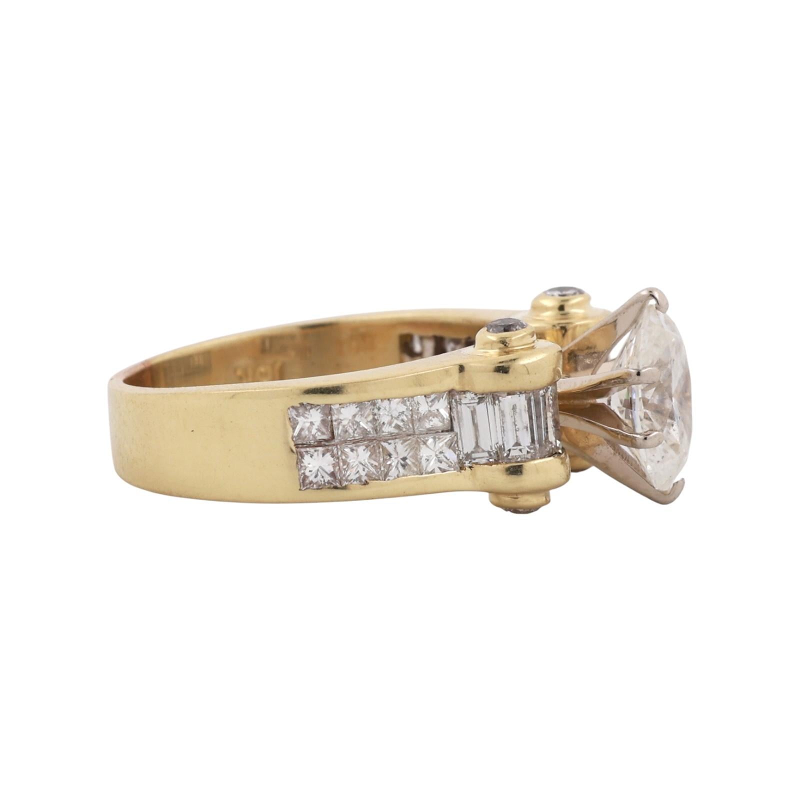 GIA Solitaire Oval Cut Diamond Accent Engagement Ring 18K Gold 2.55 TW Size 8