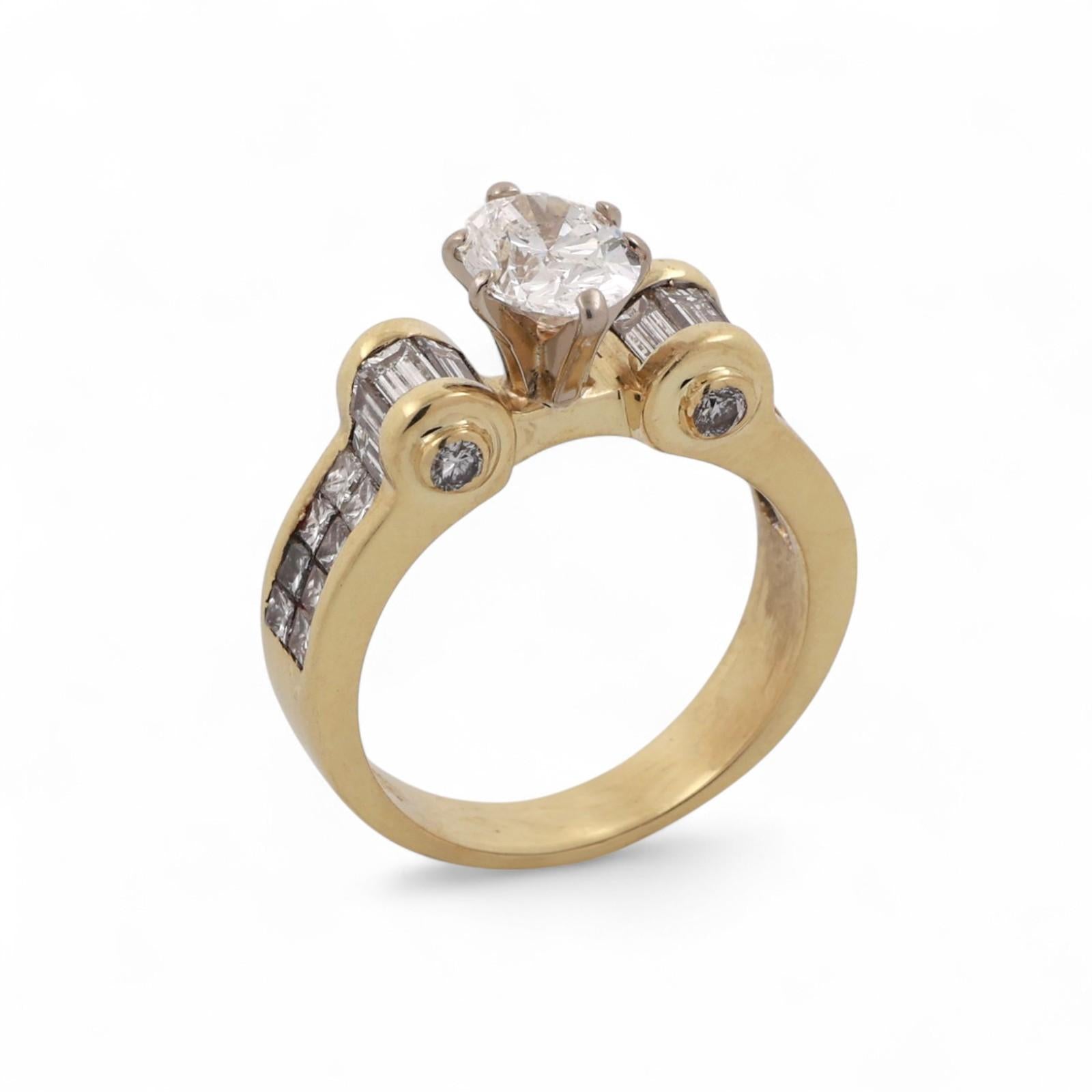 Solitaire Oval Cut Diamond Accent Engagement Ring 18K Gold 2.75 TW Size 8 Ladies