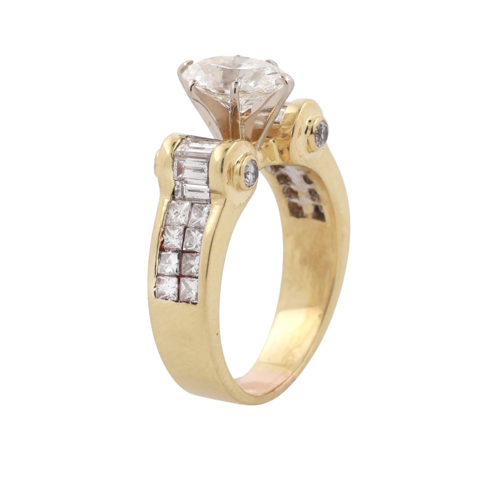 GIA Solitaire Oval Cut Diamond Accent Engagement Ring 18K Gold 2.55 TW Size 8