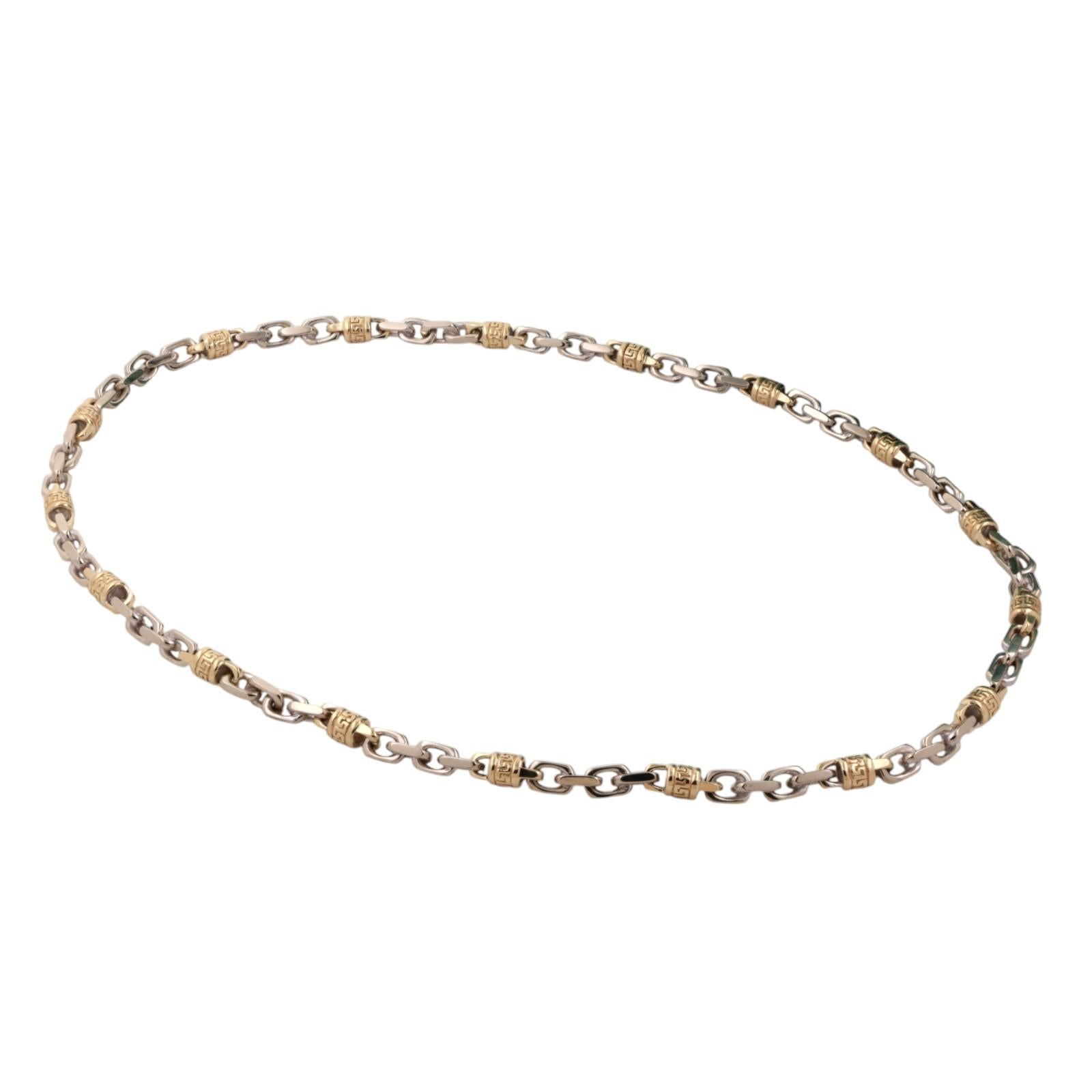 14K Gold Fancy Link Greek Key Chain Necklace 25" Unisex Estate