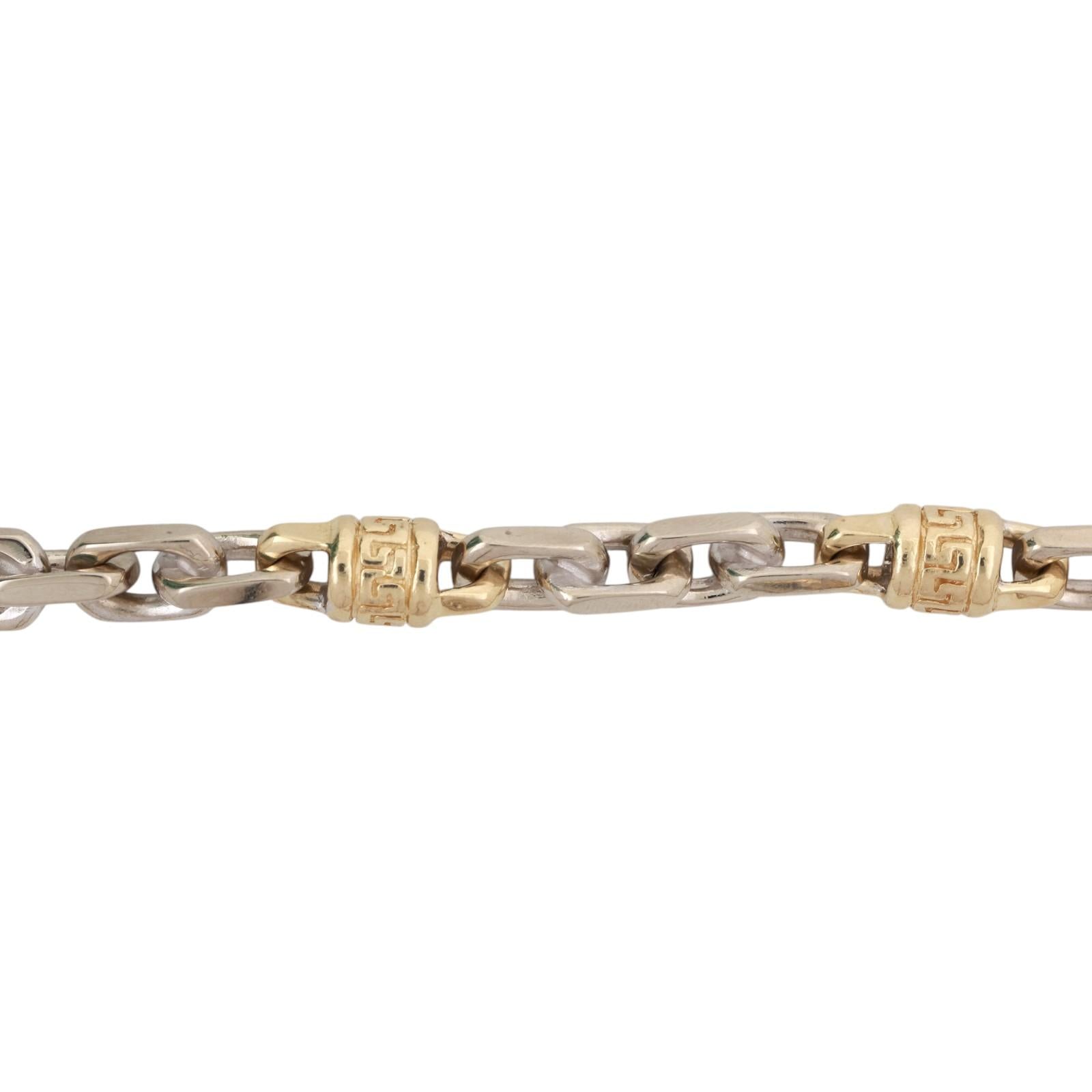 14K Gold Fancy Link Greek Key Chain Necklace 25" Unisex Estate