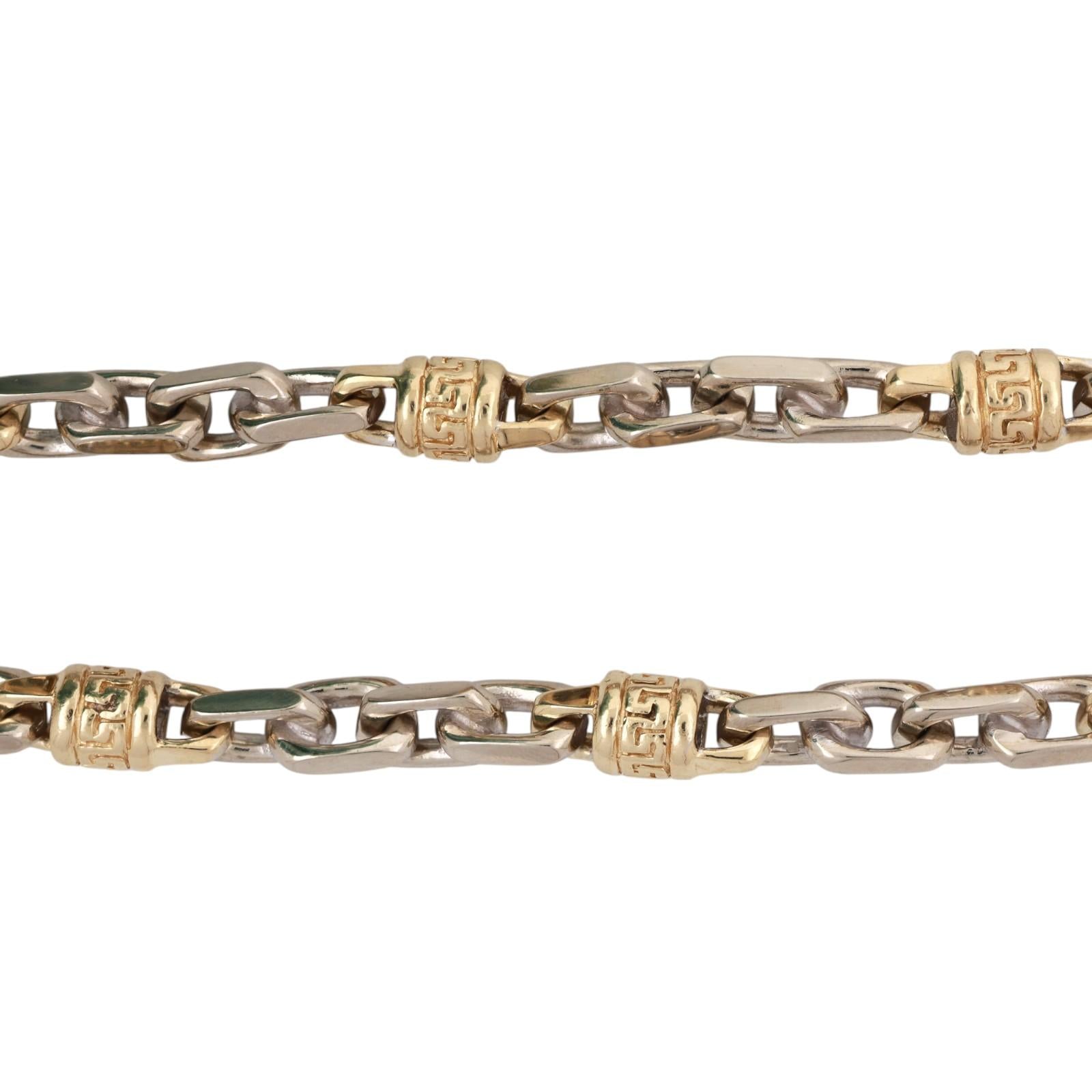 14K Gold Fancy Link Greek Key Chain Necklace 25" Unisex Estate