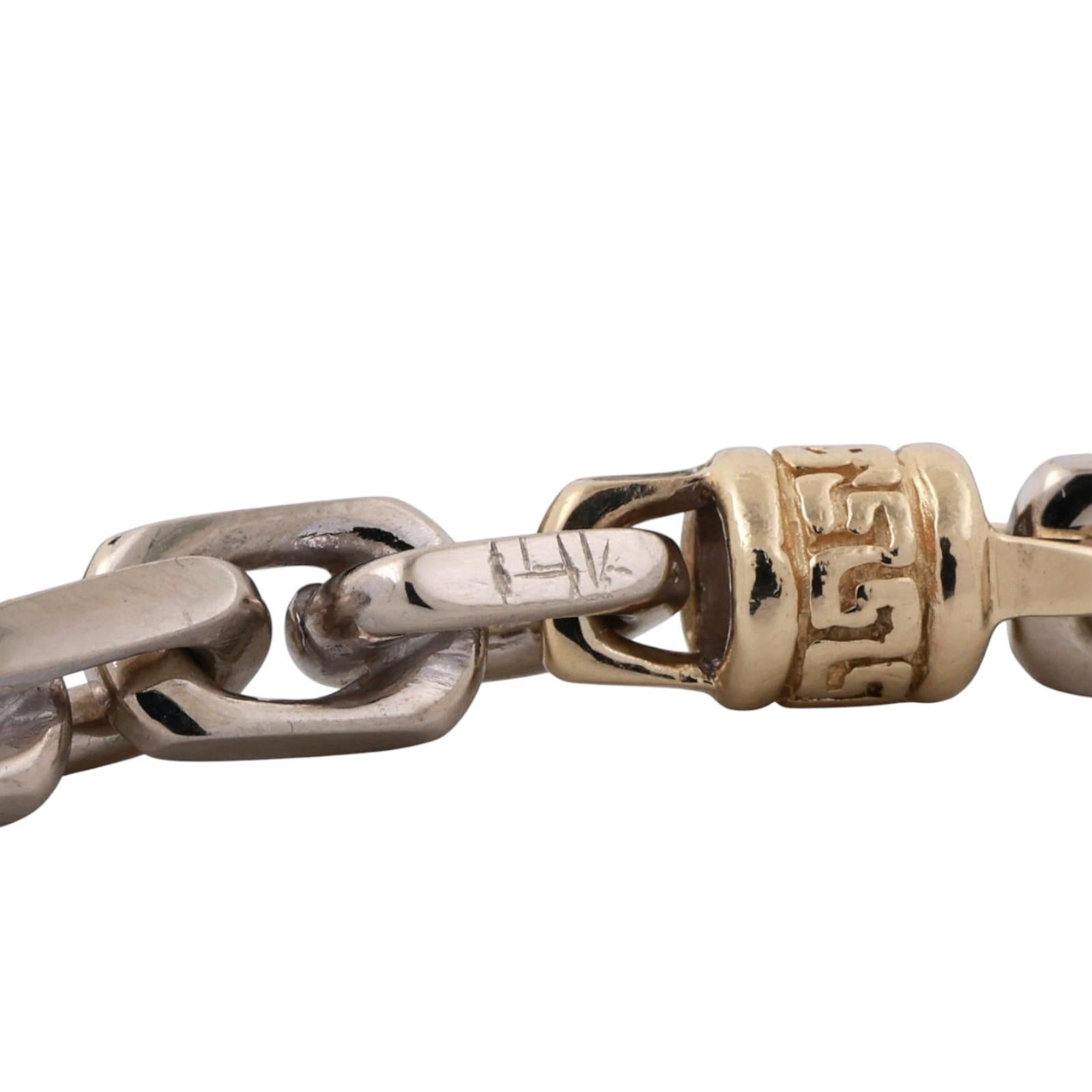 14K Gold Fancy Link Greek Key Chain Necklace 25" Unisex Estate