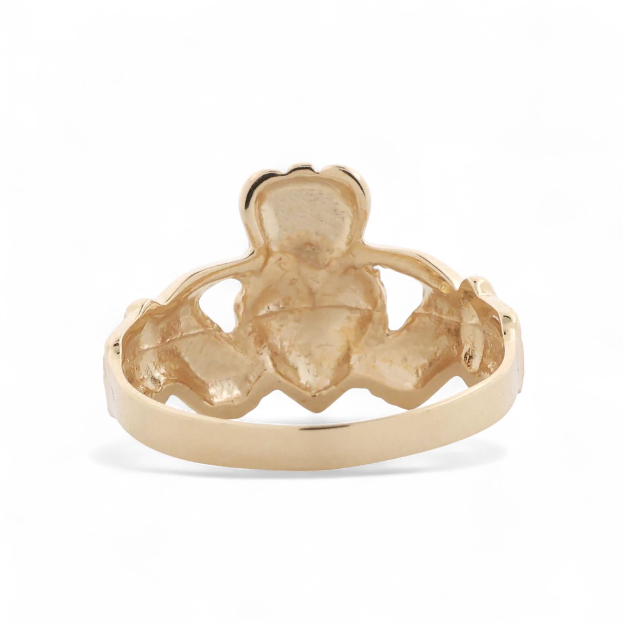 Claddagh Aquamarine Ring 14K Yellow Gold 0.12 CT Size 8.75 Vintage Estate
