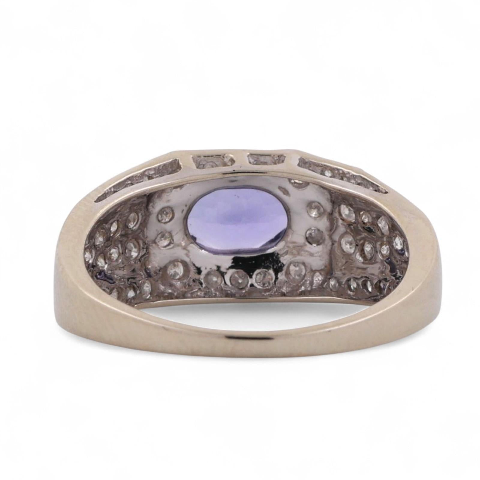 Tanzanite Diamond Cocktail Ring 14K Gold 1.60 CTW Size 7 Ladies Estate