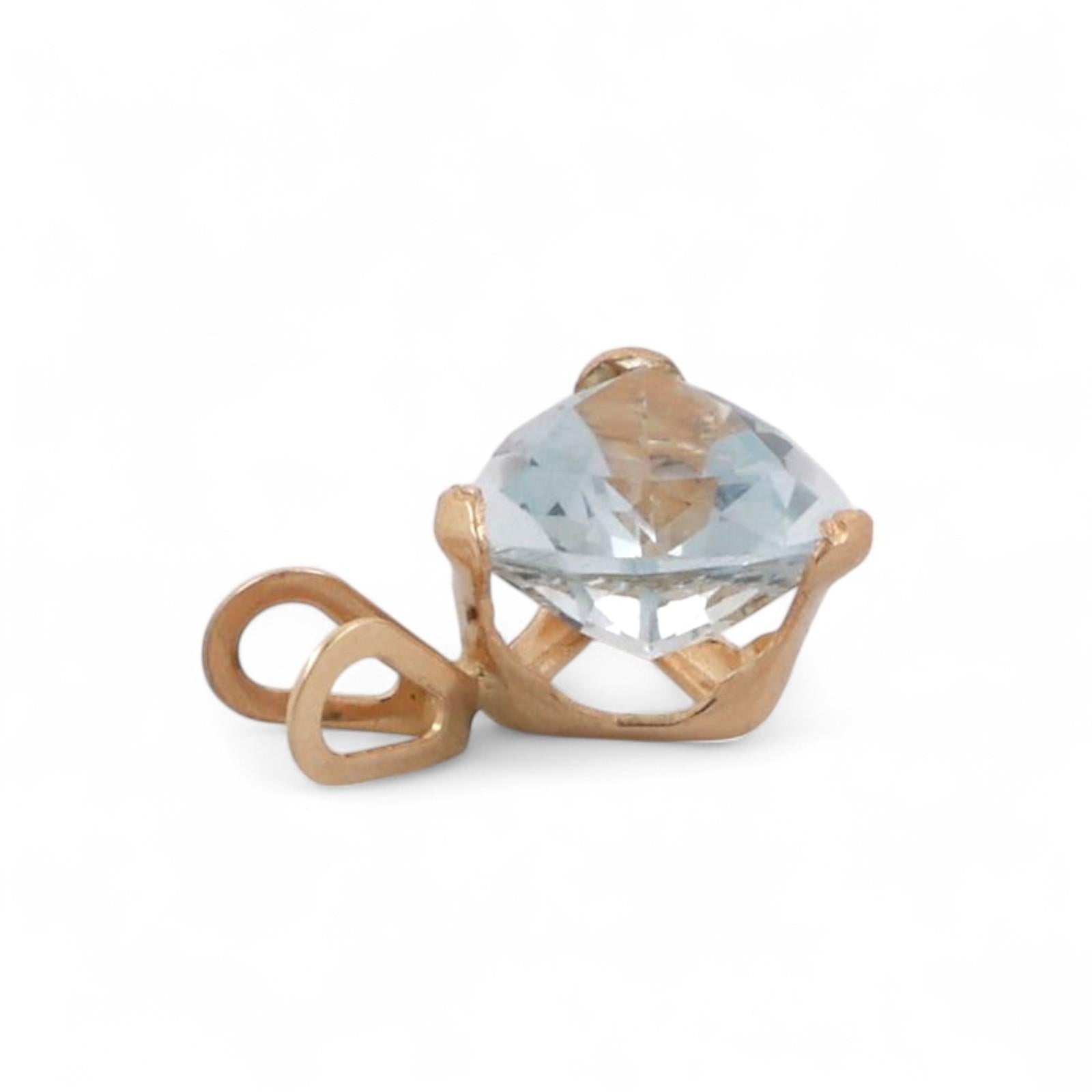 0.95 CT Trillion Cut Aquamarine Pendant Charm 14K Yellow Gold 0.40" Estate