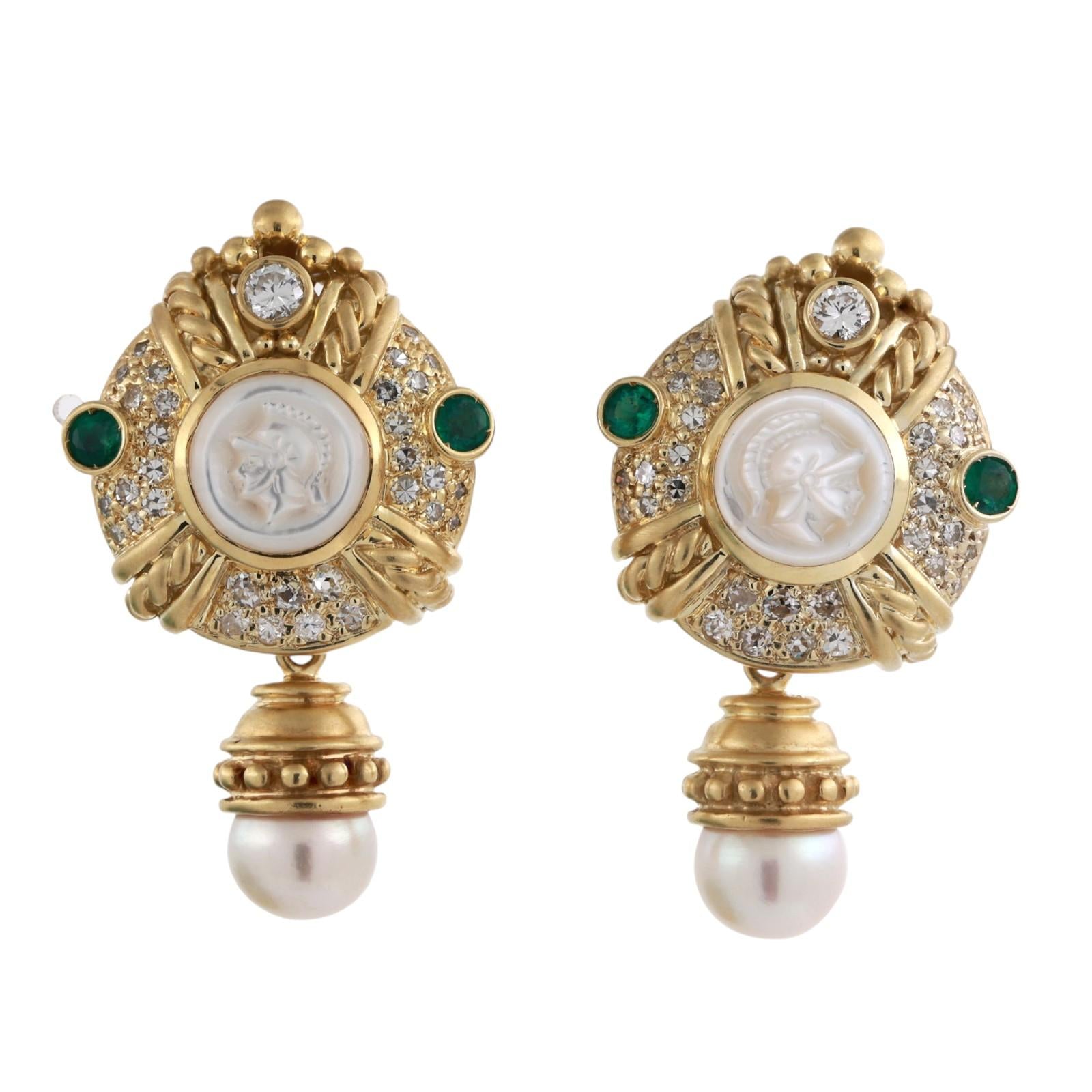 Round Cultured Akoya Pearl Earring Attachments 18K Yellow Gold 8.5 mm 0.60"