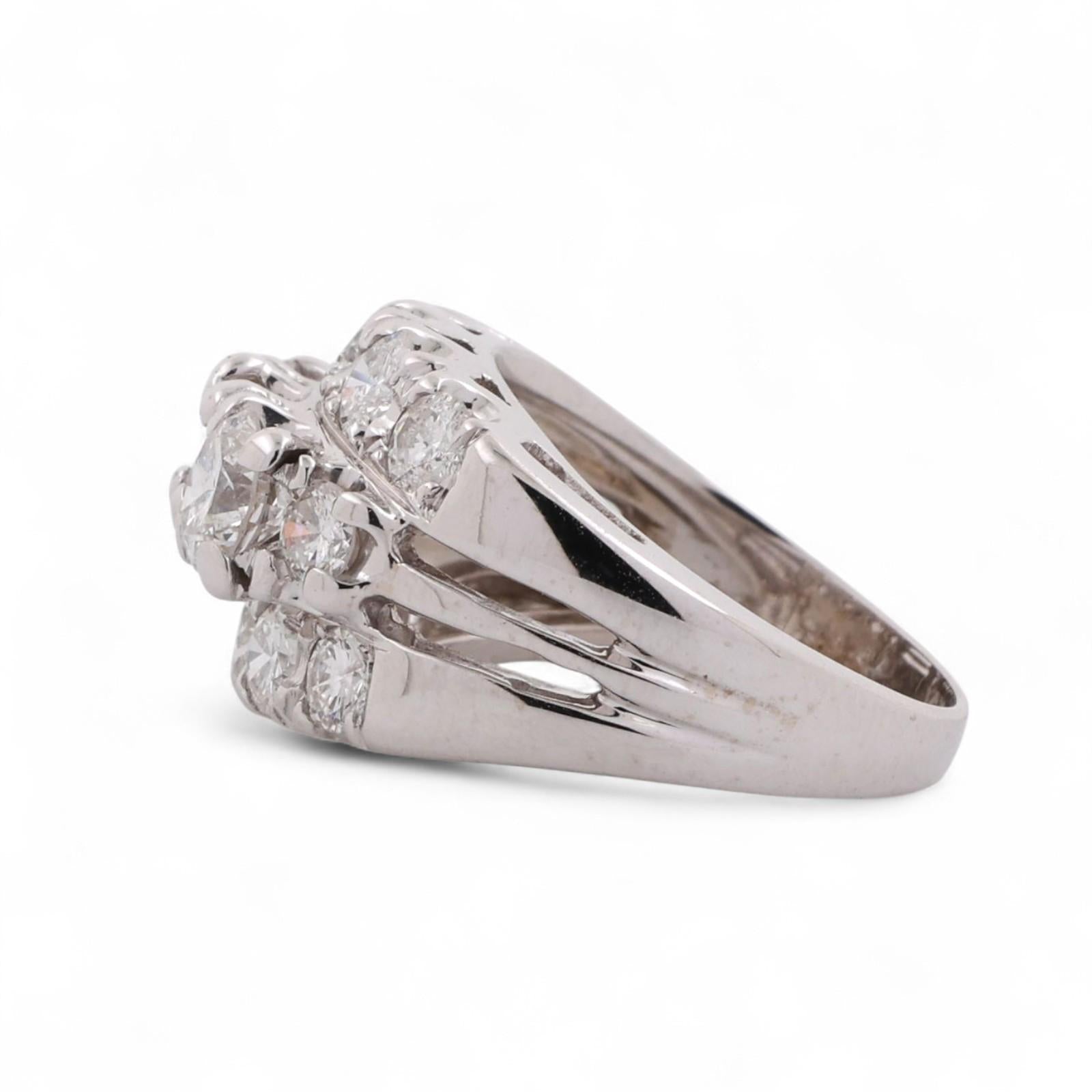 3.01CTW Diamond 3 Stone Wide Band Ring 14K White Gold Cognac Center Size 5.5