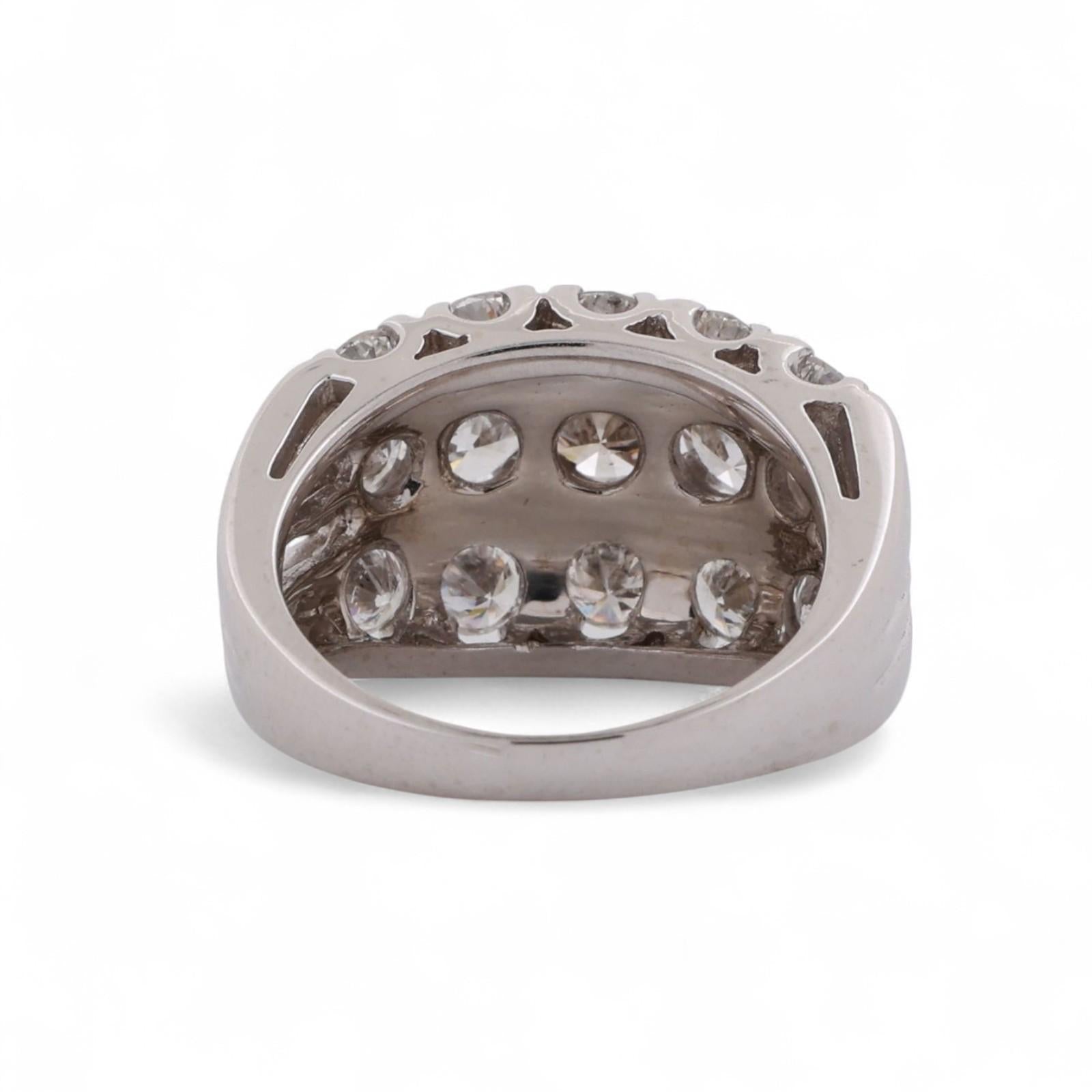 3.01CTW Diamond 3 Stone Wide Band Ring 14K White Gold Cognac Center Size 5.5
