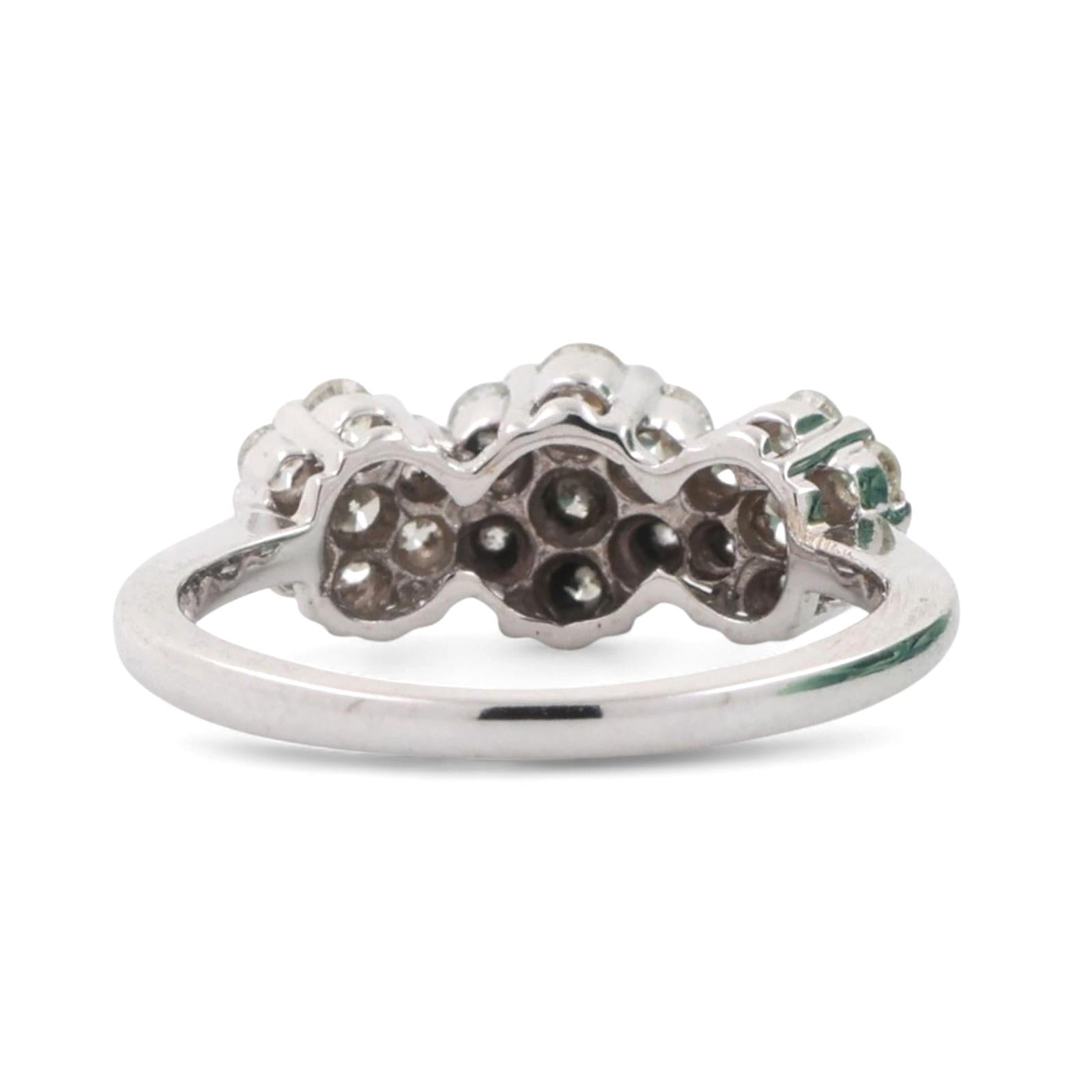 0.75 TW Cluster Diamond Flower Ring 18K White Gold Size 4.25 Ladies Estate