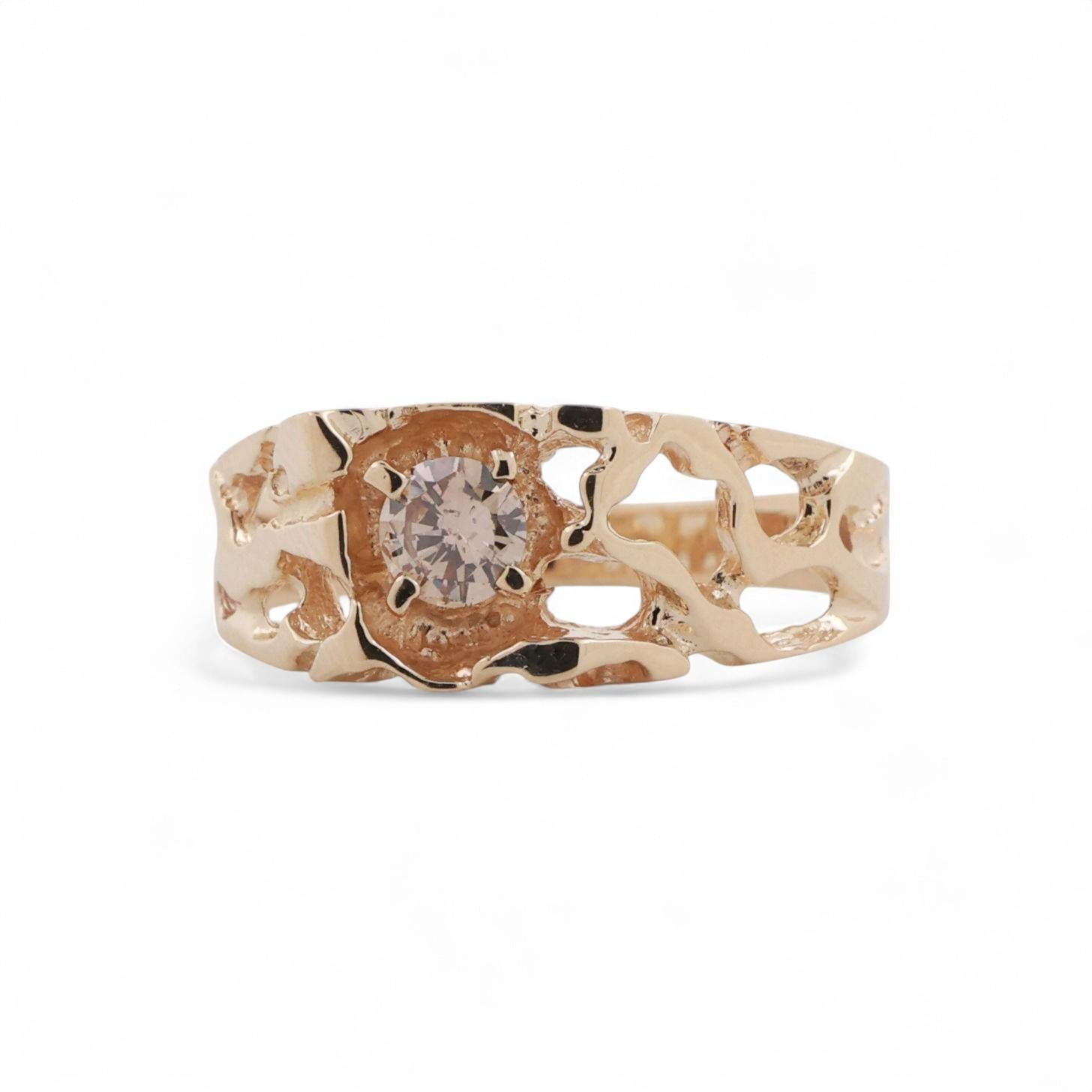 0.35 CT Cognac Diamond Band Ring 10K Filigree Yellow Gold Size 10 Unisex Estate