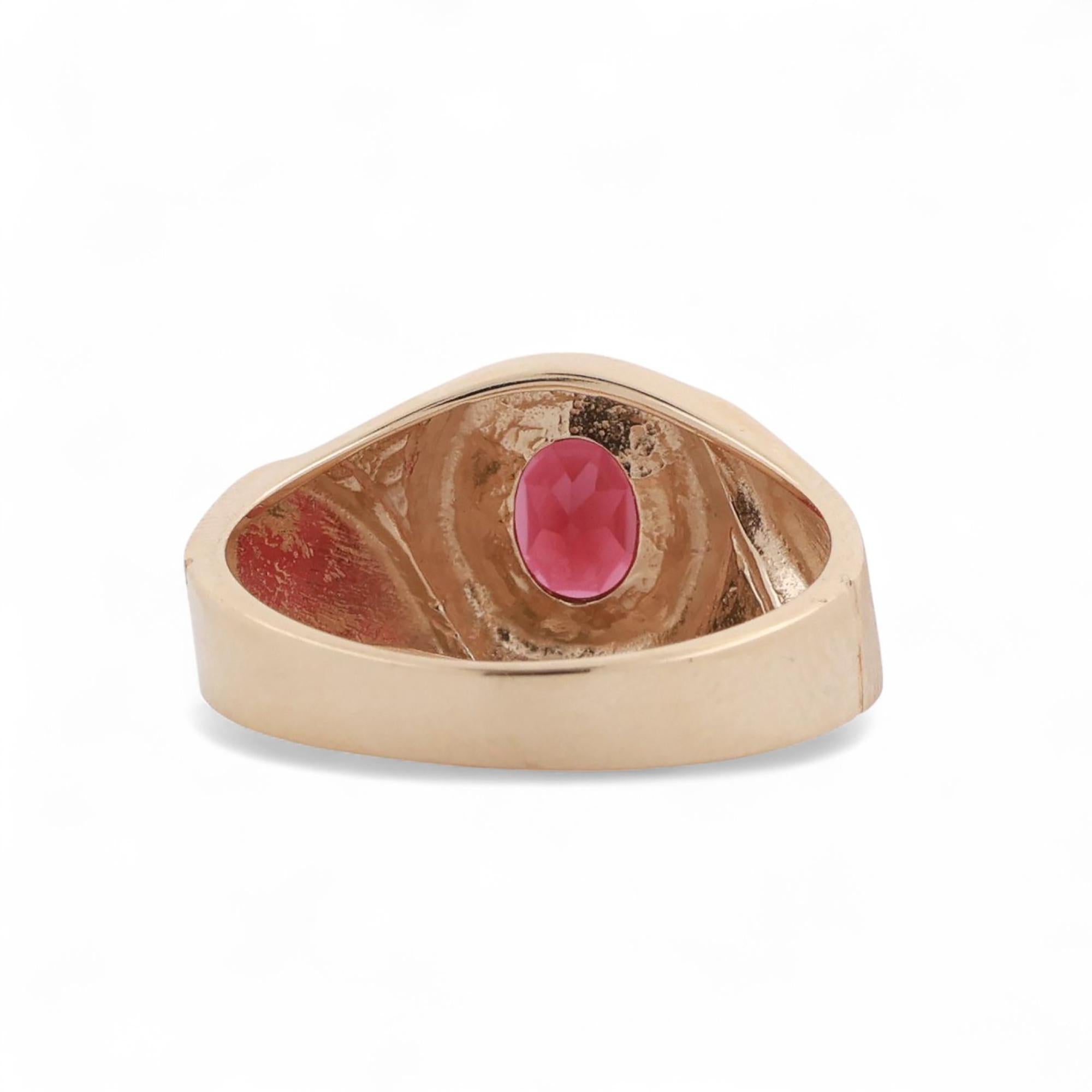 Oval Garnet Solitaire Cocktail Ring 10K Yellow Gold 1.30 CT Size 9.75 Estate