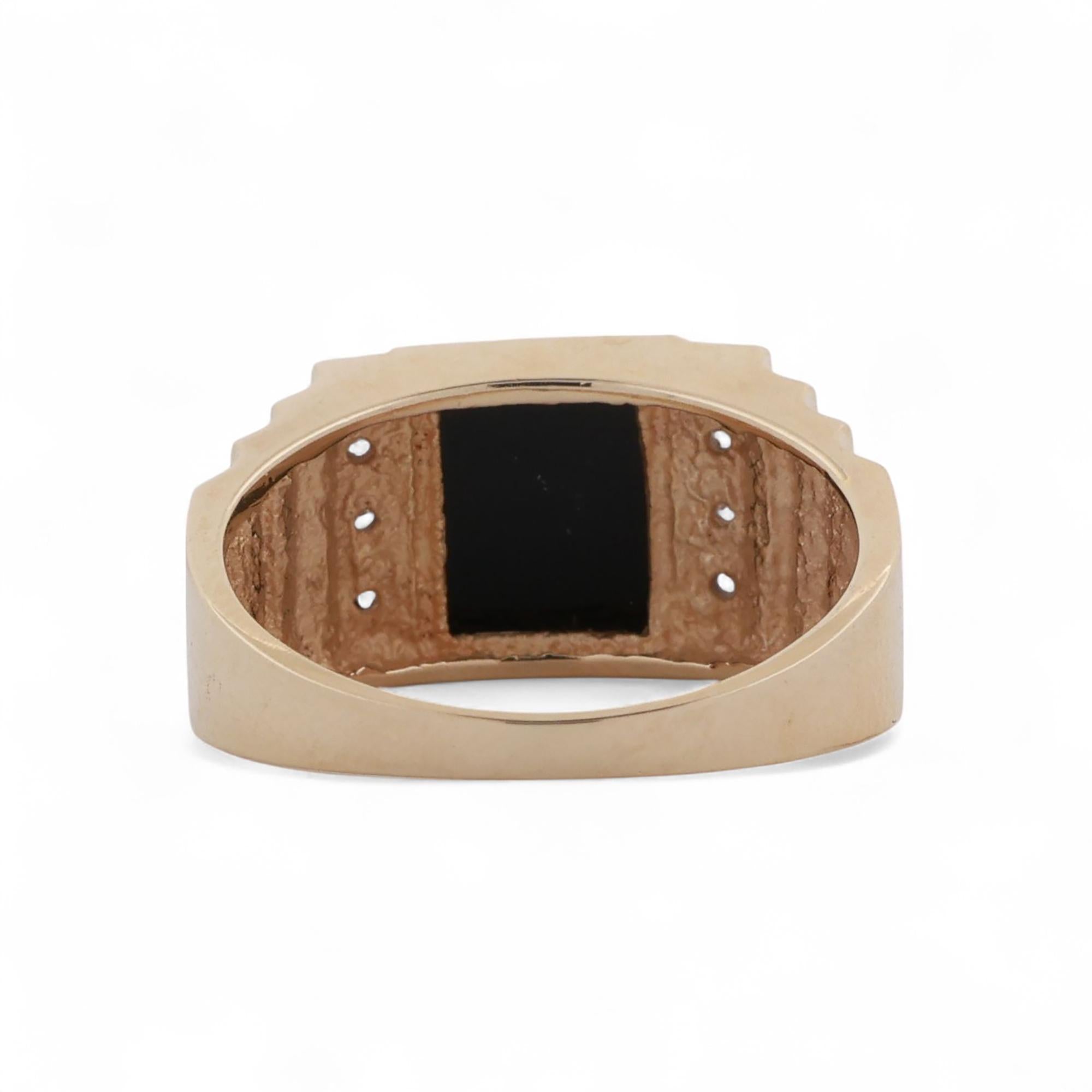 Men's Onyx Diamond Ring 10K Yellow Gold Size 10 Estate