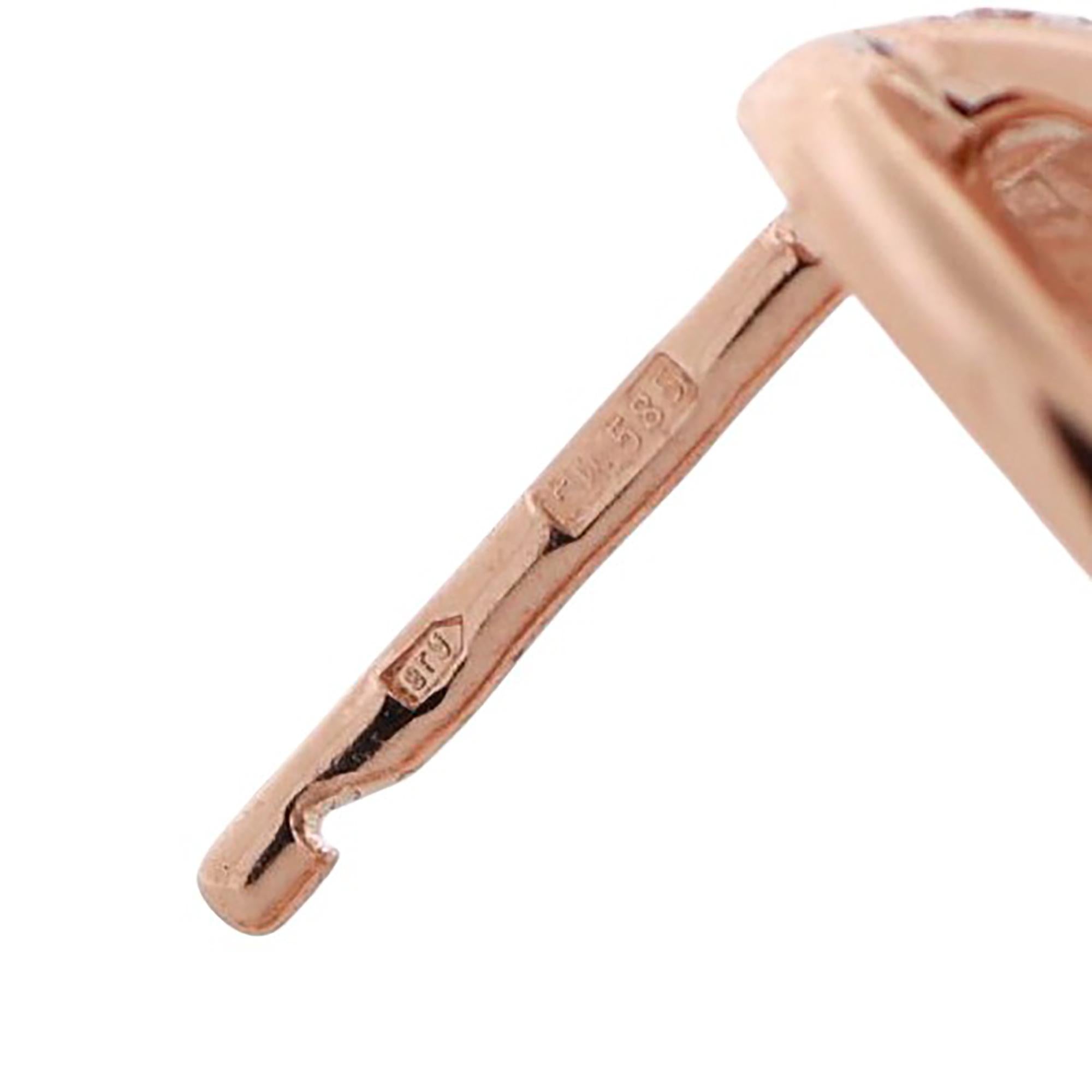 Diamond Greek Key Earrings 14K Rose Gold Latch Back 0.35 TW 0.60" Ladies Estate