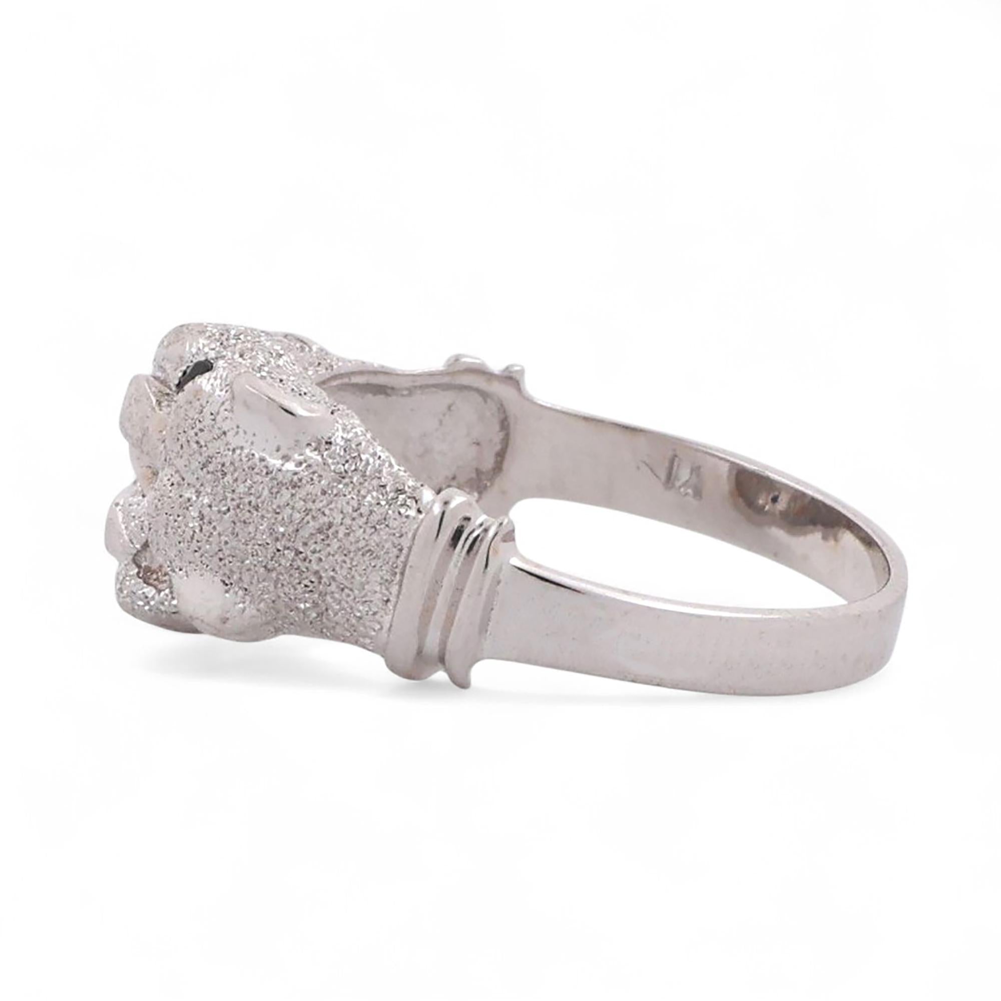 Blue Sapphire Accent Panther Ring 18K White Gold 0.04 TW Size 7 Estate