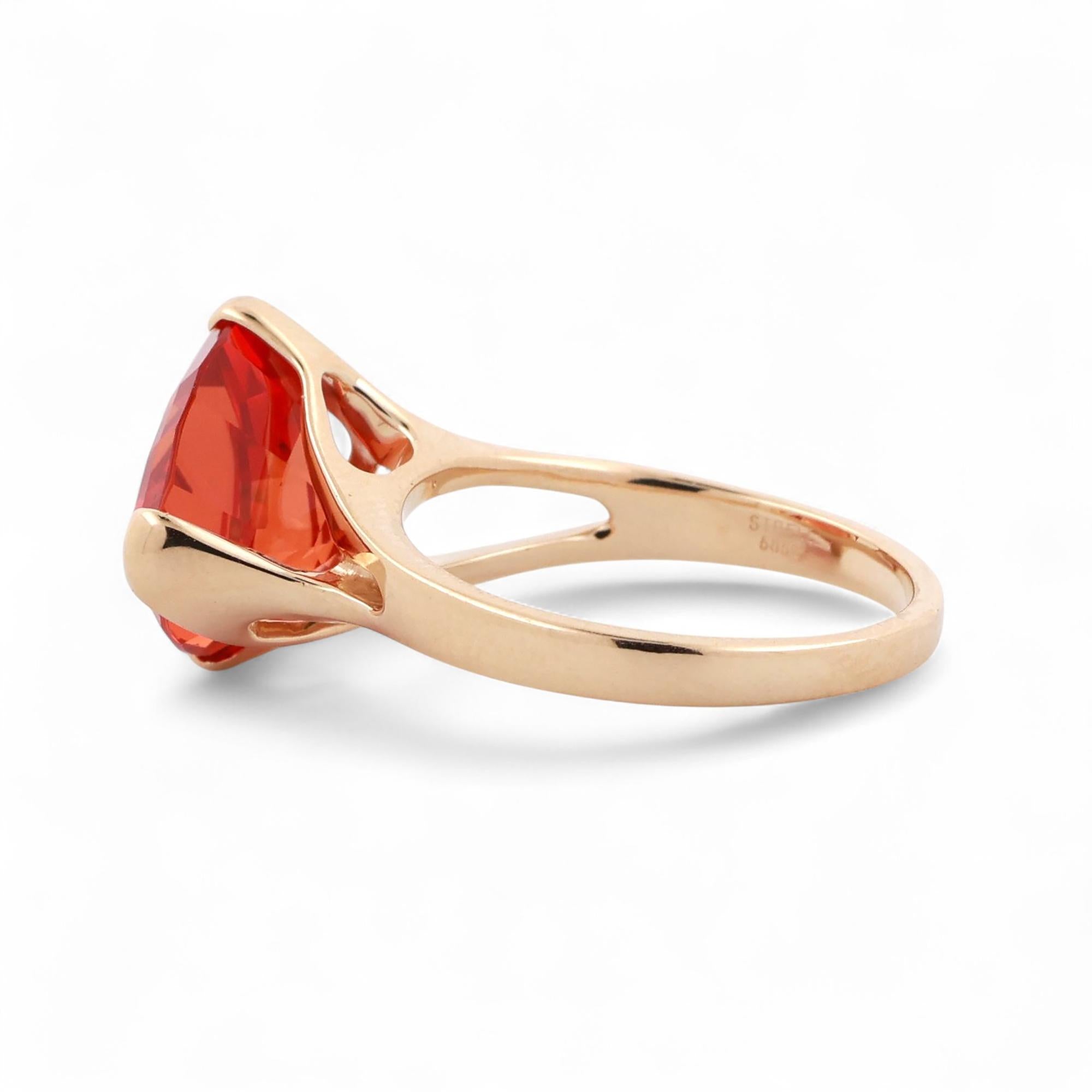 Trillion Cut Orange Sapphire Solitaire Ring 14K Gold 5.50 CT Lab Grown Size 7.5