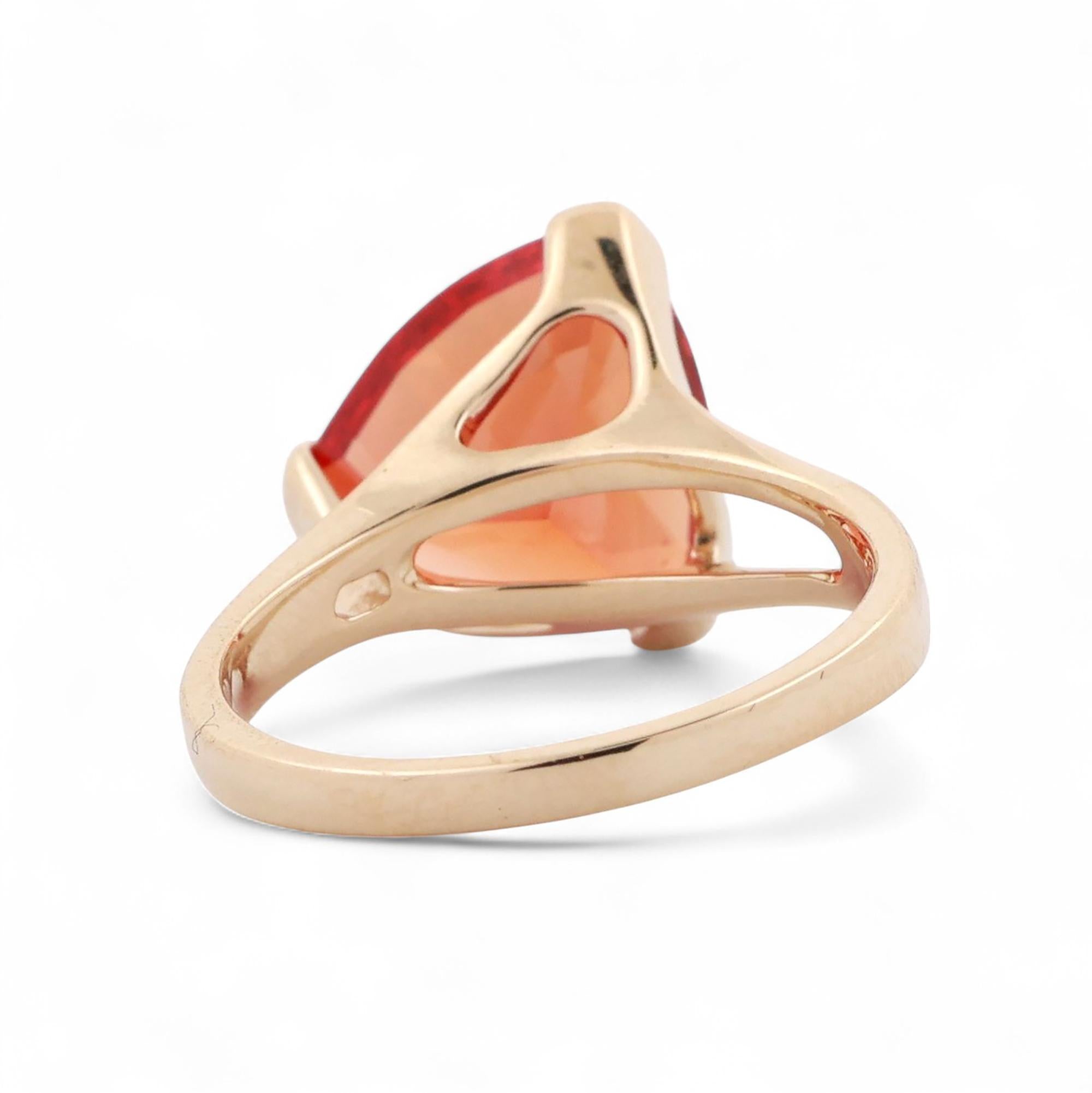 Trillion Cut Orange Sapphire Solitaire Ring 14K Gold 5.50 CT Lab Grown Size 7.5