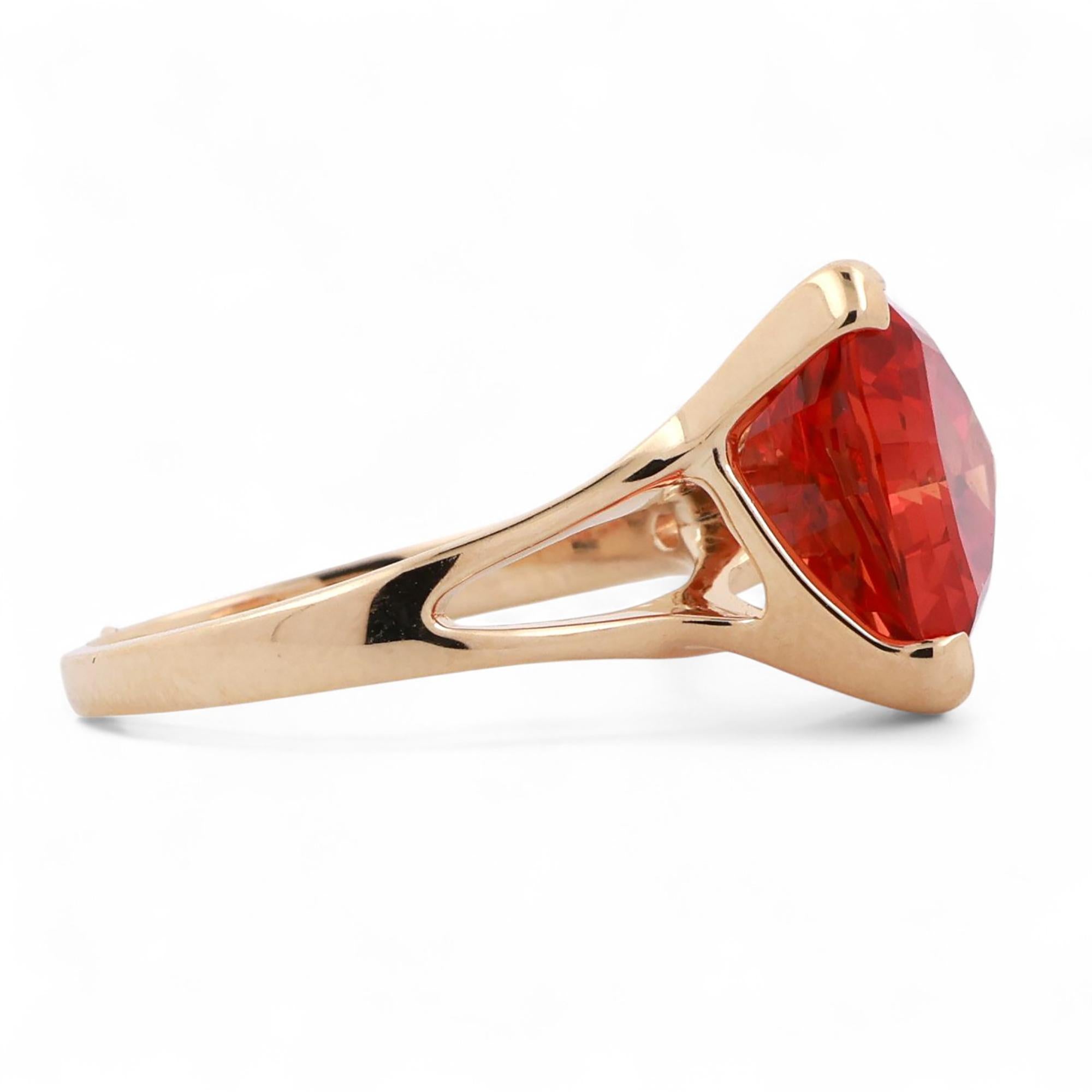 Trillion Cut Orange Sapphire Solitaire Ring 14K Gold 5.50 CT Lab Grown Size 7.5