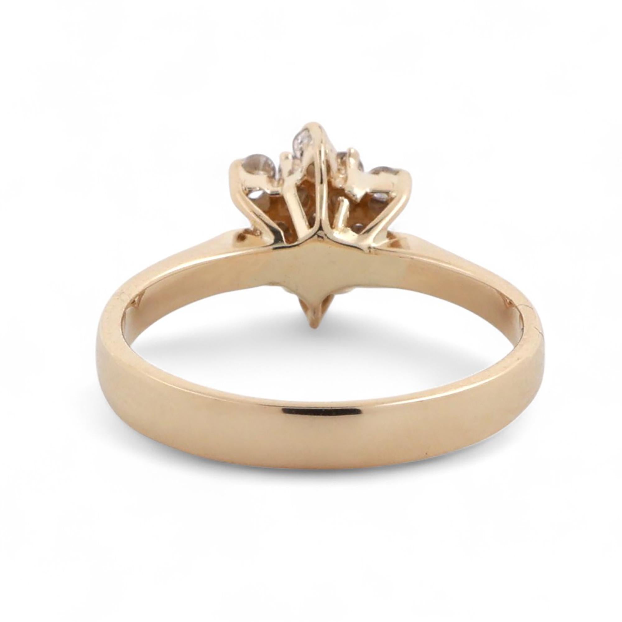 Cluster Diamond Floral Cocktail Ring 14K Yellow Gold 0.32 TW Size 6.5 Ladies