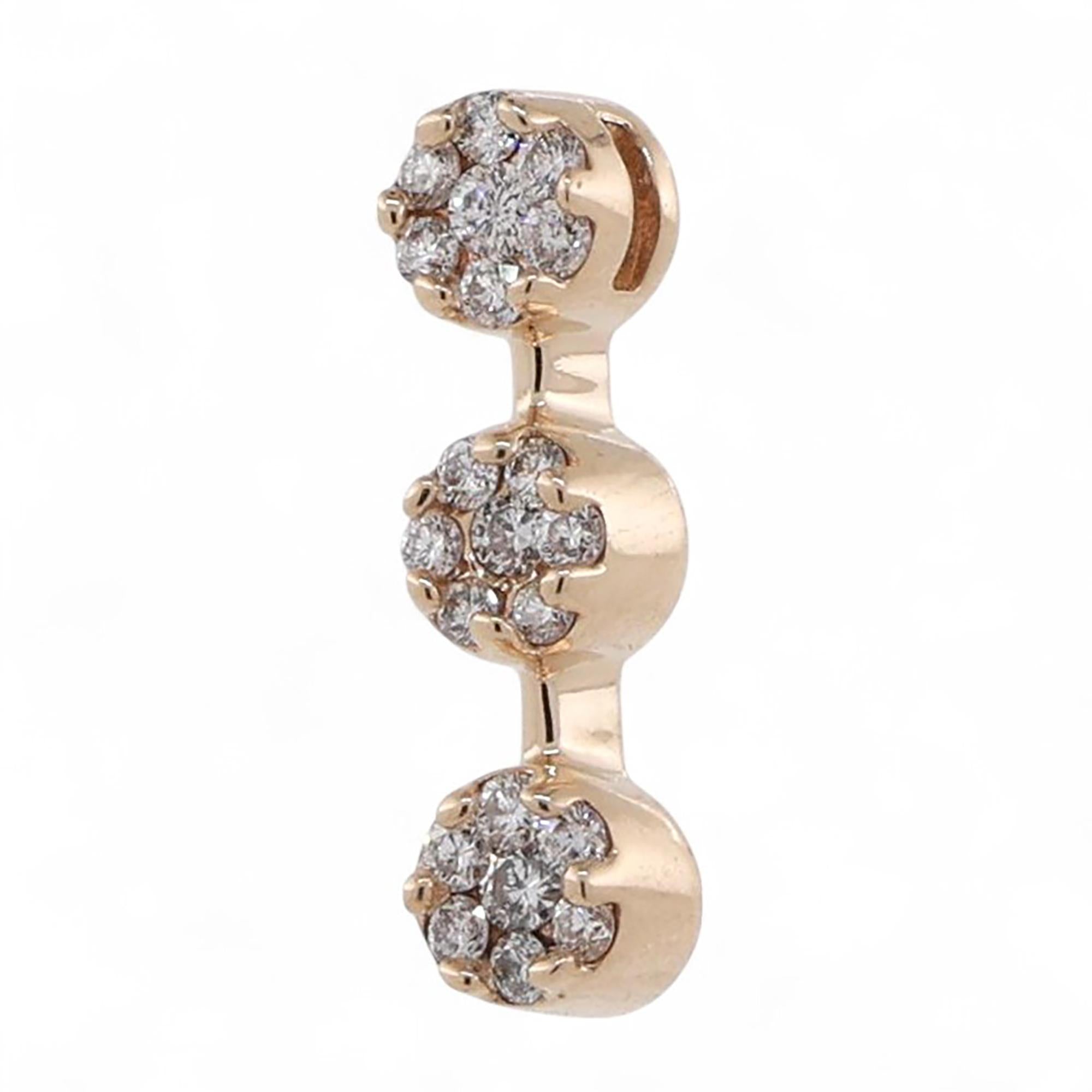 Cluster Diamond Journey Pendant 14K Yellow Gold 0.30 TW 0.65" Ladies