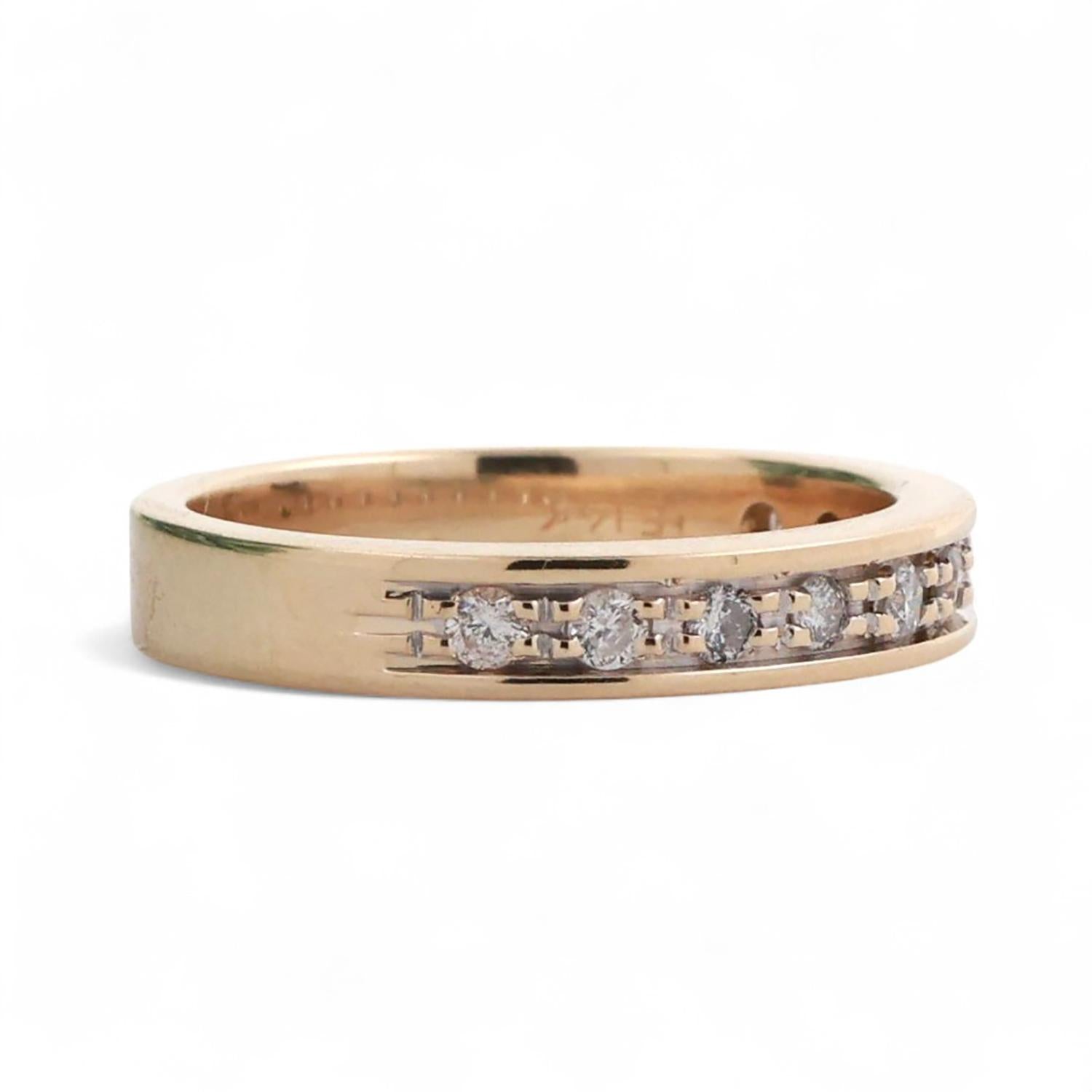 0.25 TW Diamond Half Eternity Band Ring 14K Gold Round Diamonds Size 6.25