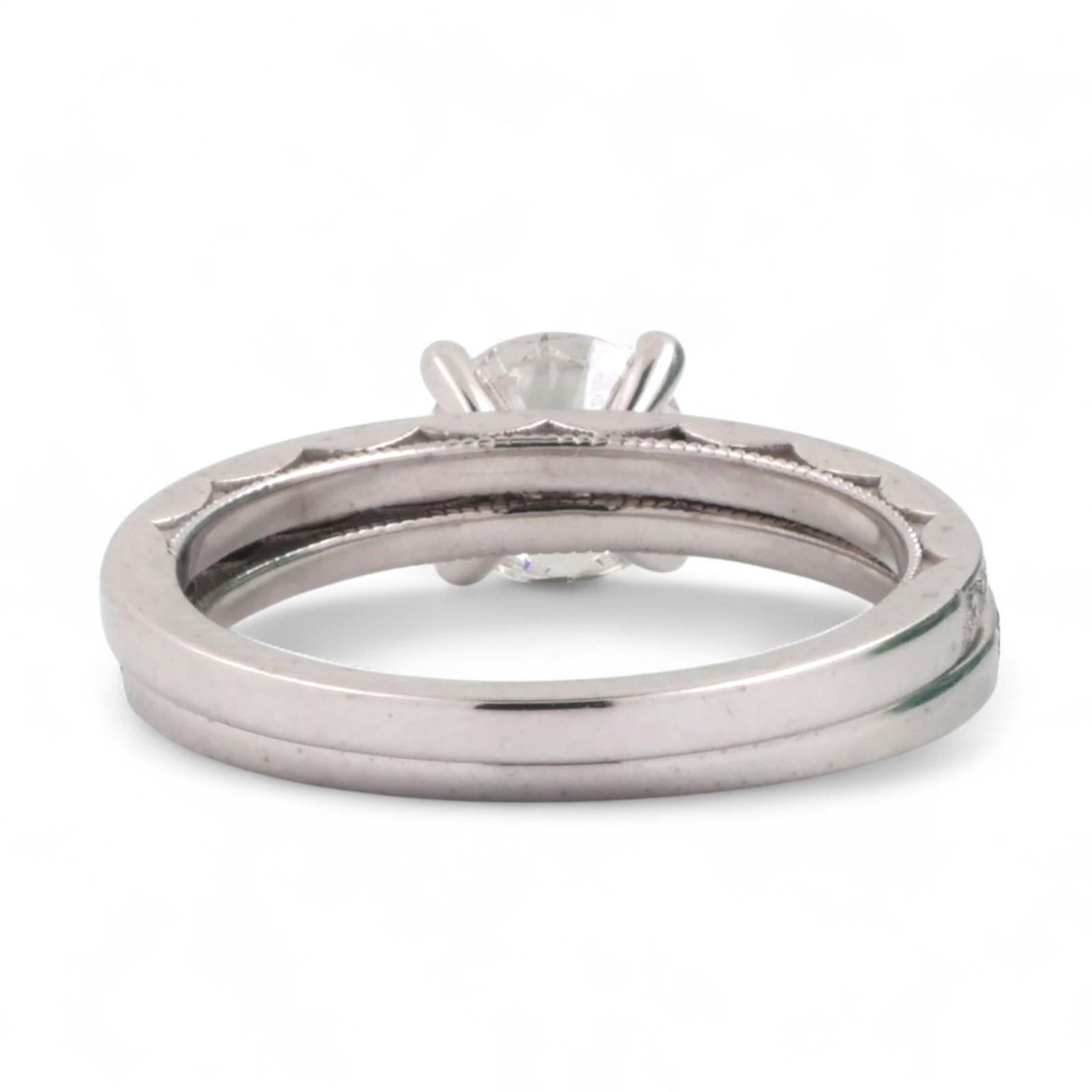 1.17 TW GIA Solitaire Round Accent Diamond Wedding Ring Set 18K White Gold 5.25