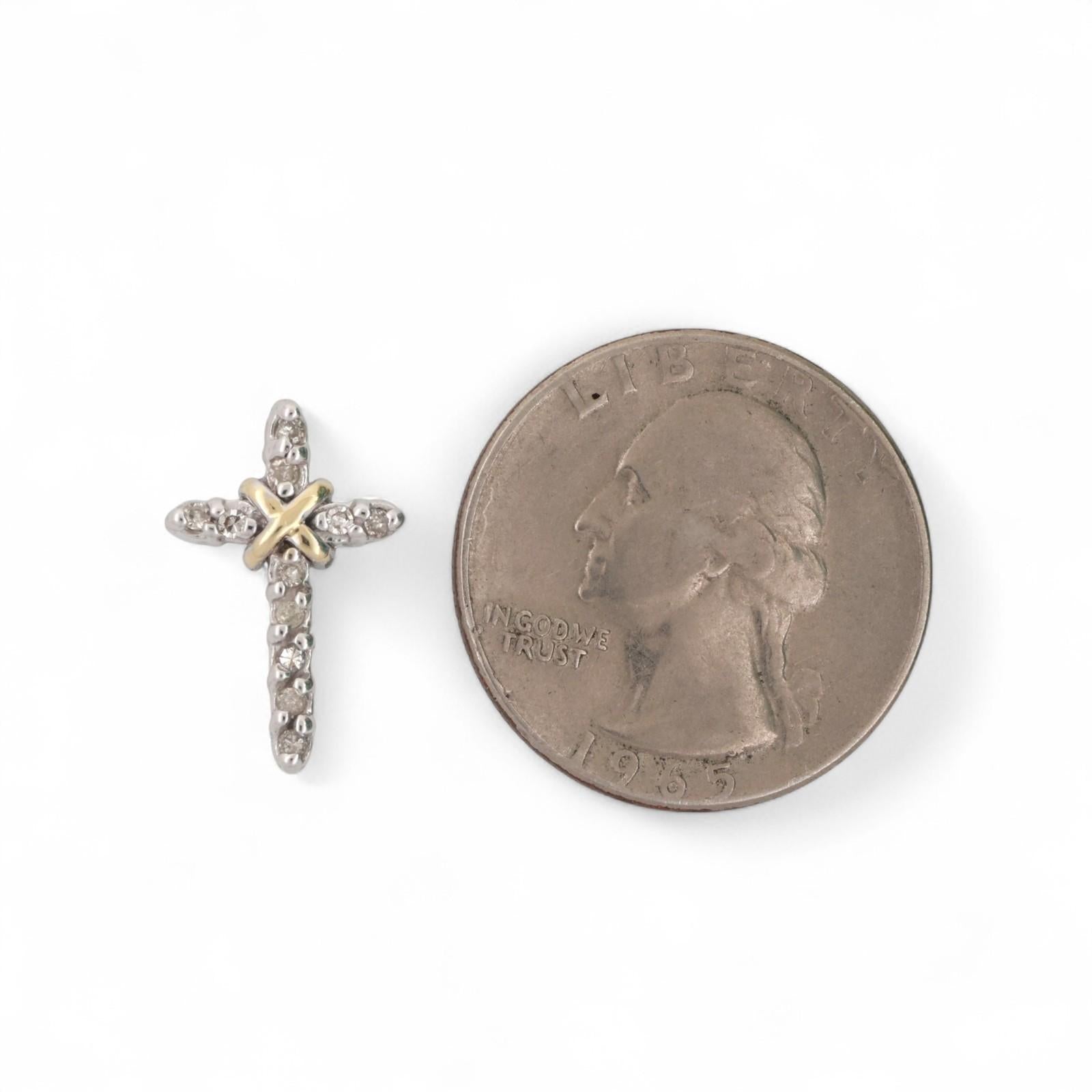 Religious Diamond Cross Pendant 10K Gold 0.10 TW Diamonds 0.70" Unisex Estate