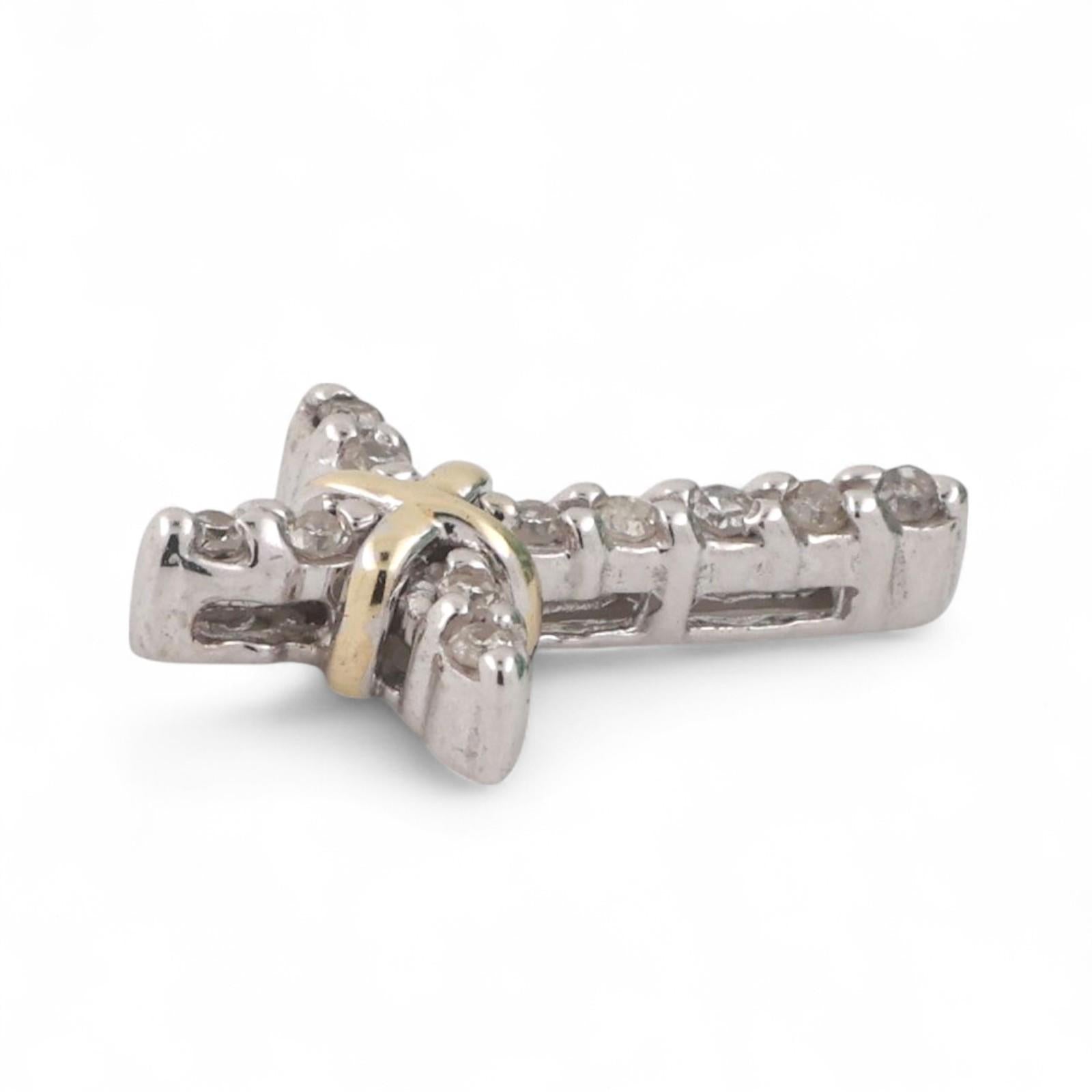 Religious Diamond Cross Pendant 10K Gold 0.10 TW Diamonds 0.70" Unisex Estate