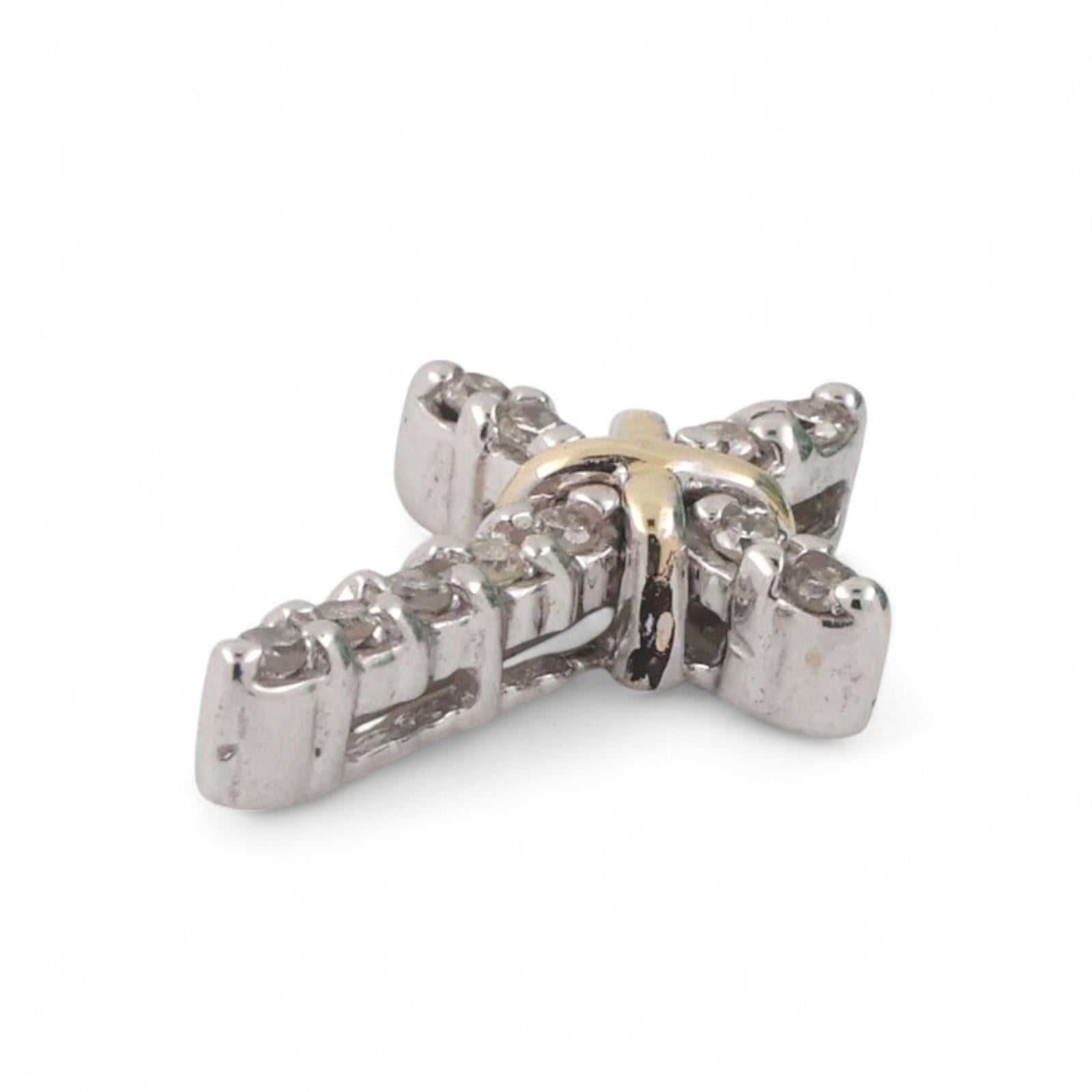 Religious Diamond Cross Pendant 10K Gold 0.10 TW Diamonds 0.70" Unisex Estate