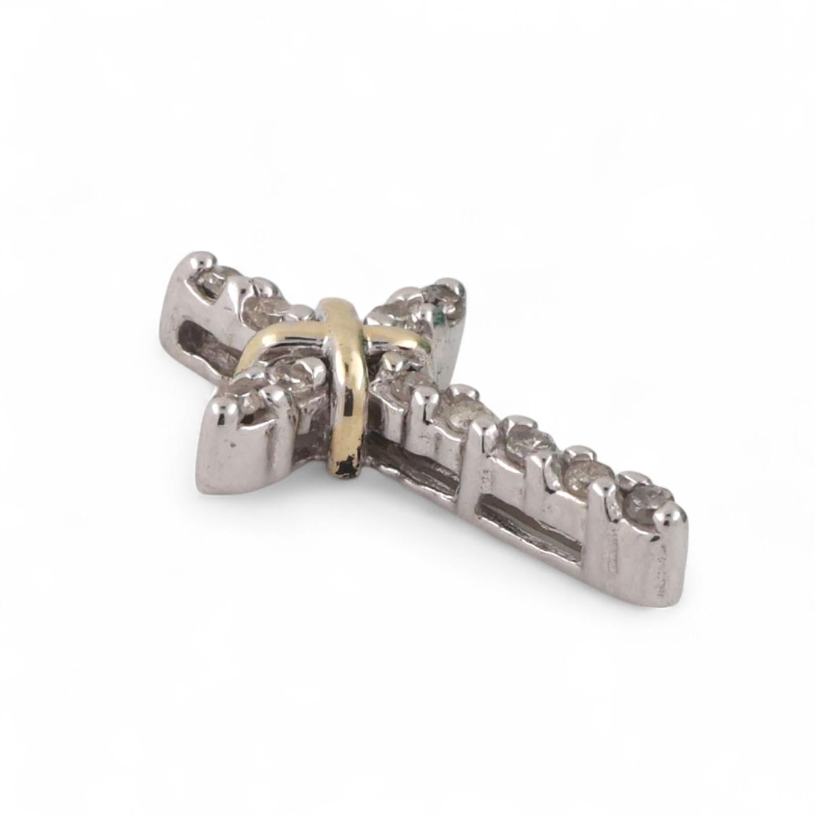 Religious Diamond Cross Pendant 10K Gold 0.10 TW Diamonds 0.70" Unisex Estate