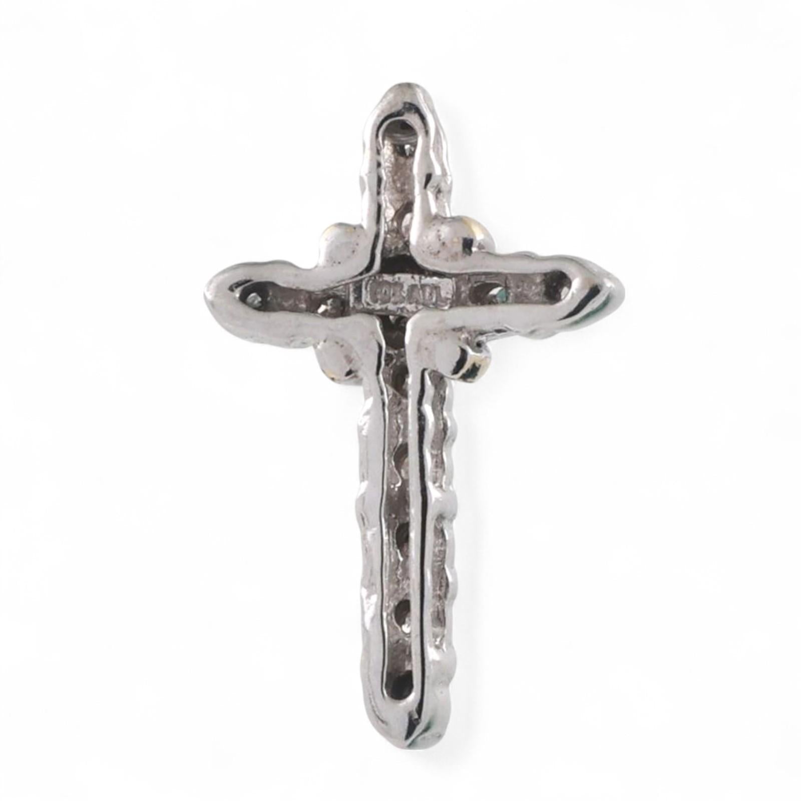 Religious Diamond Cross Pendant 10K Gold 0.10 TW Diamonds 0.70" Unisex Estate