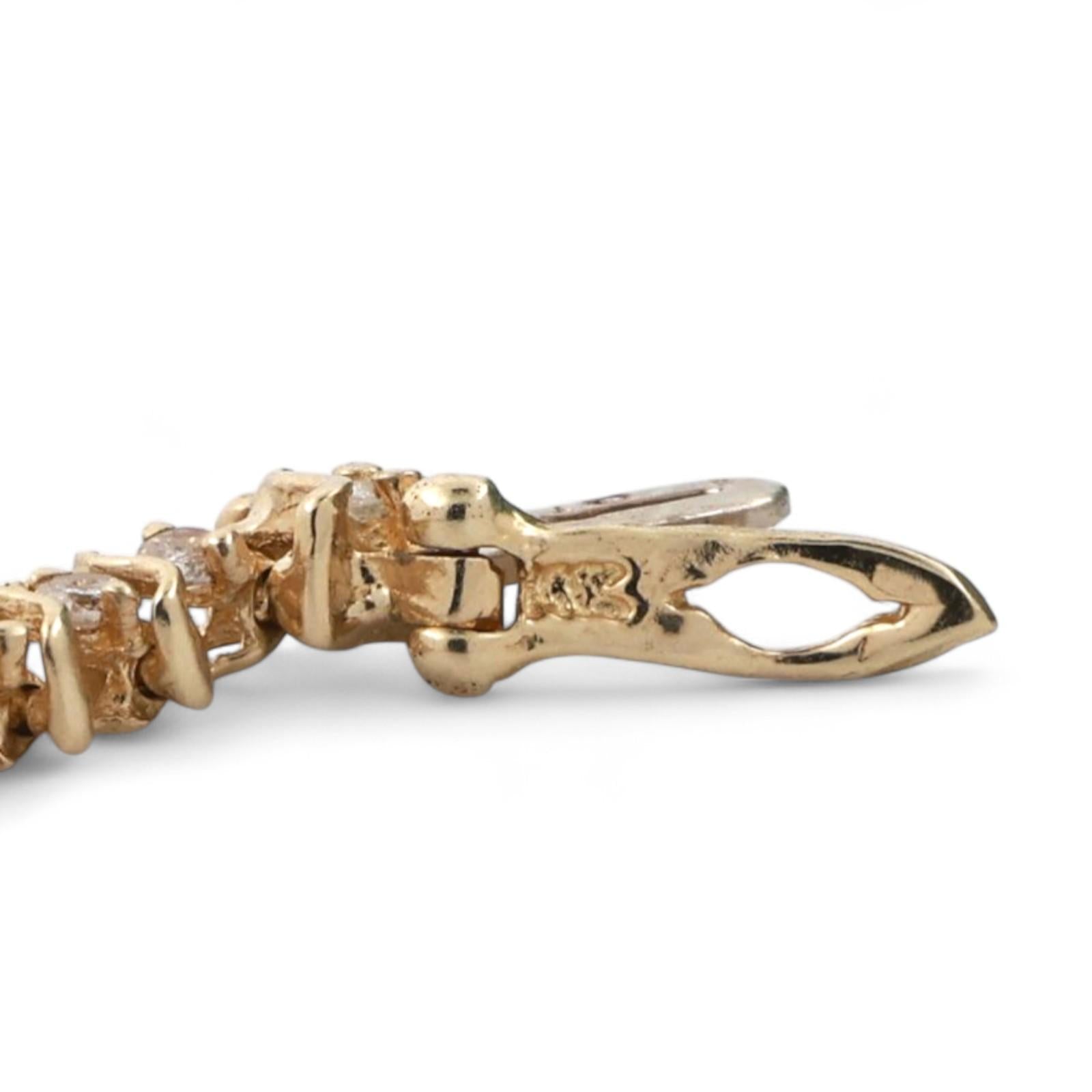 1.50 TW Diamond S Link Tennis Bracelet 14K Yellow Gold 7.25" Estate