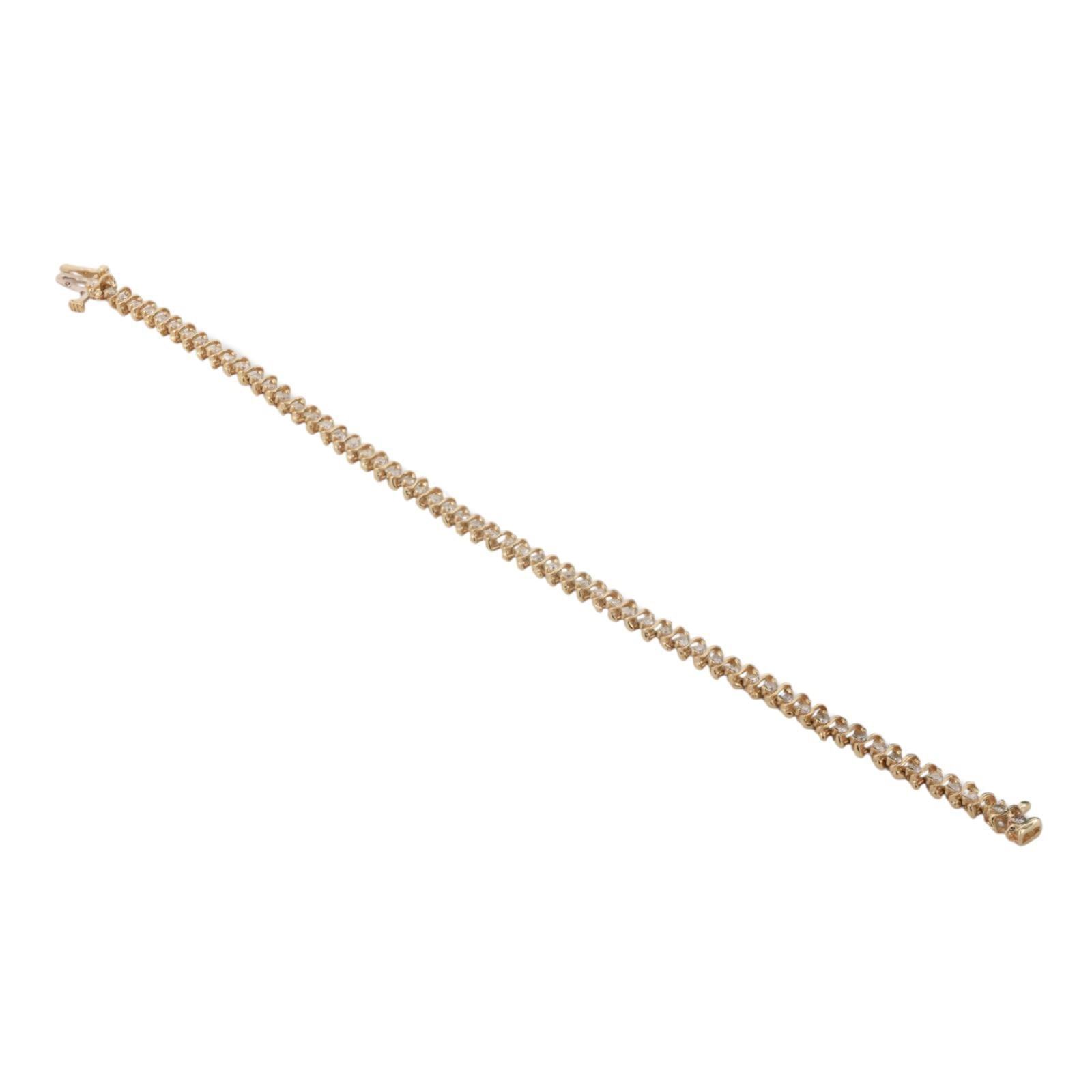 1.50 TW Diamond S Link Tennis Bracelet 14K Yellow Gold 7.25" Estate