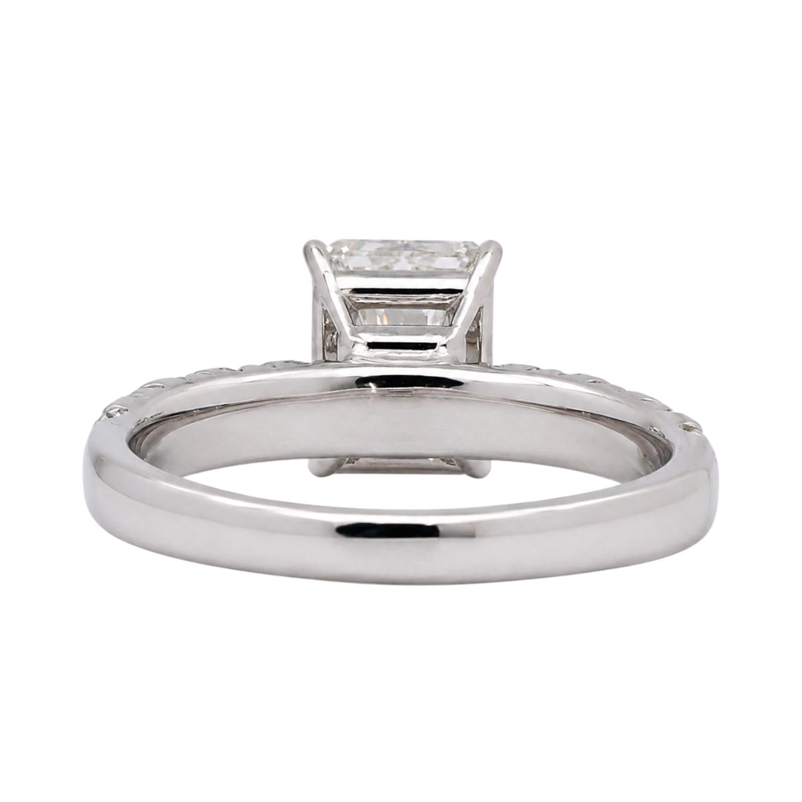GIA 3.01CT H VS1 Emerald Cut Diamond Ring 14/18K White Gold 4.01CTW Size 10