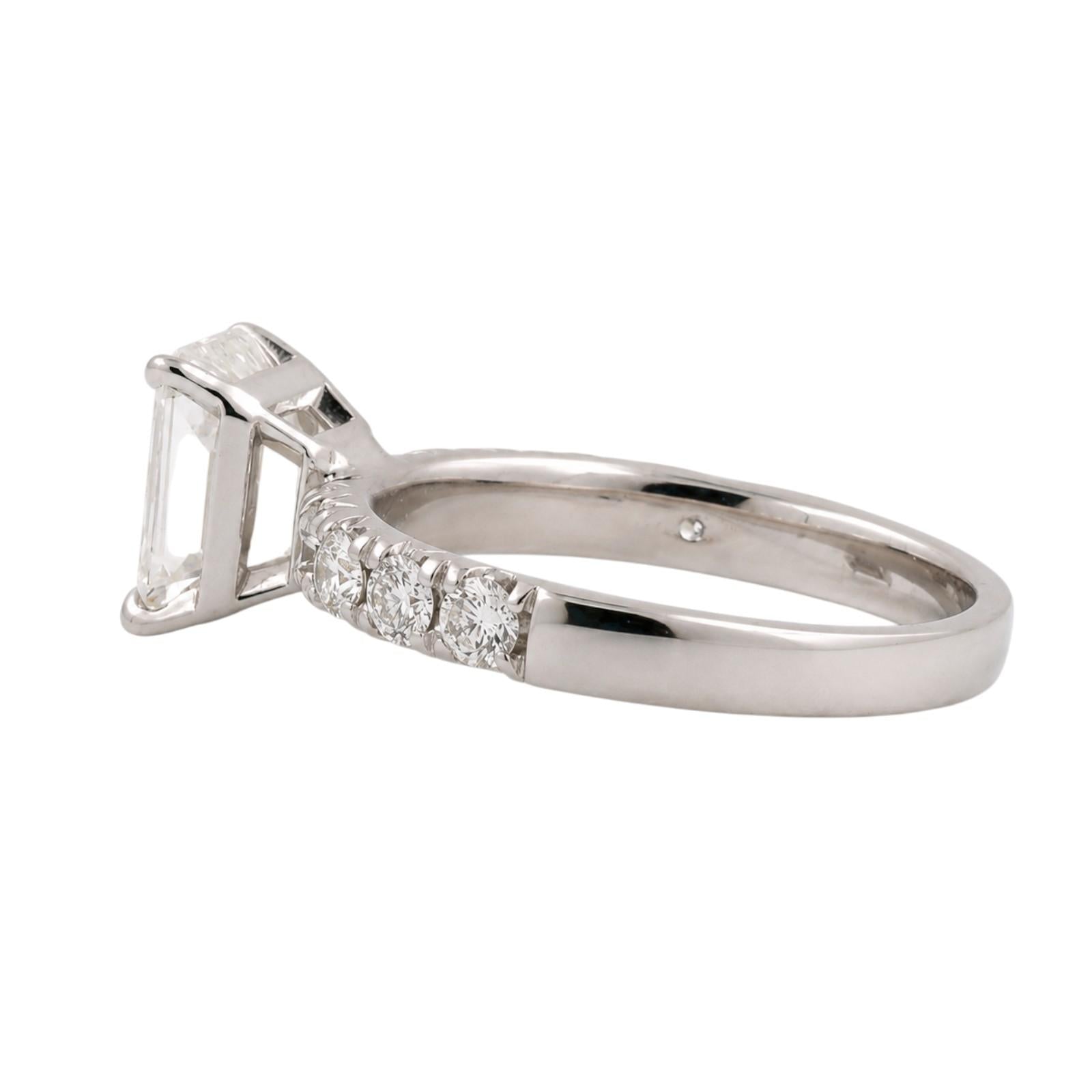 GIA 3.01CT H VS1 Emerald Cut Diamond Ring 14/18K White Gold 4.01CTW Size 10