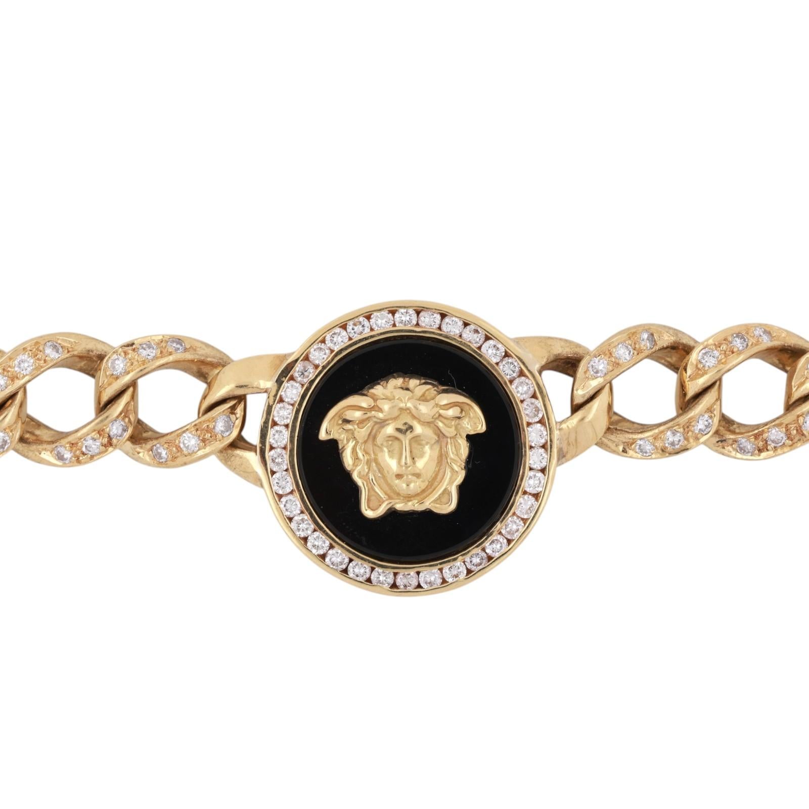 18K Gold Diamond Medusa Necklace 6.50 CTW G VS Black Onyx Heavy 207g Estate
