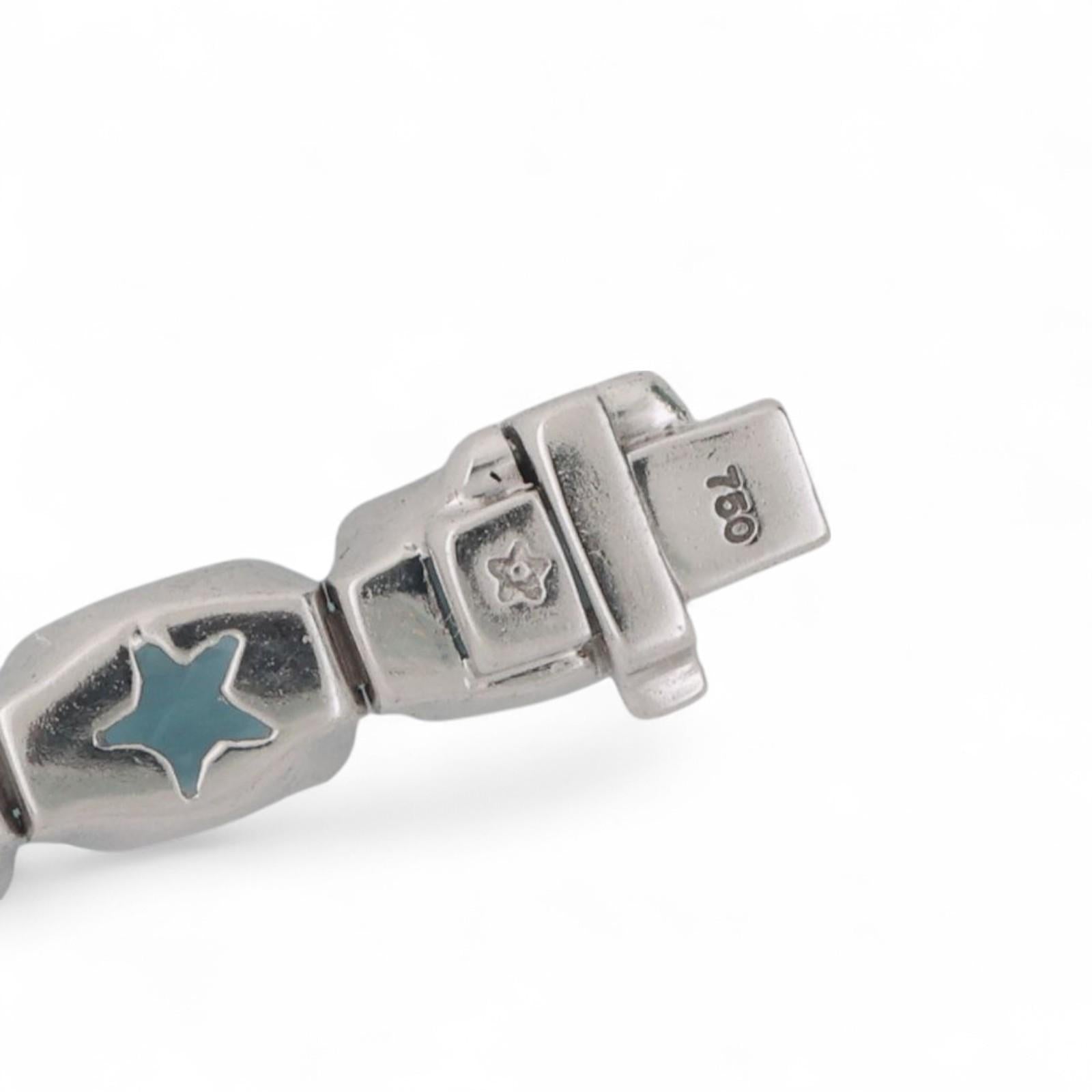 16.24 CTW Blue Topaz Tennis Bracelet 18K White Gold 7.5" Ladies Estate