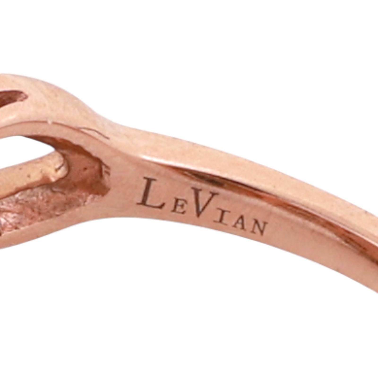 LeVian Smoky Quartz Chocolate Diamond Halo Ring 14K Rose Gold SZ 7 NEW WITH TAGS