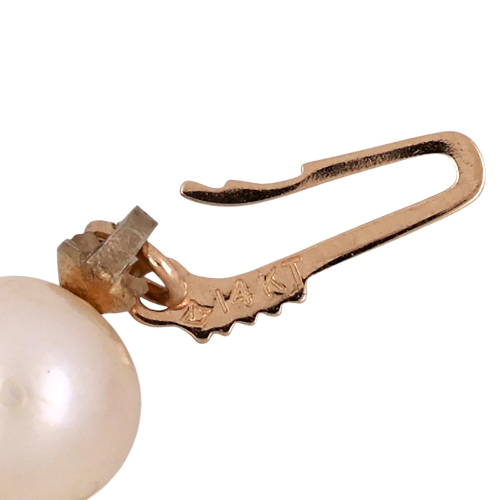 14K Gold 6.8mm Cultured Akoya Pearl Bracelet 7" Filigree Clasp 22 Pearls Estate