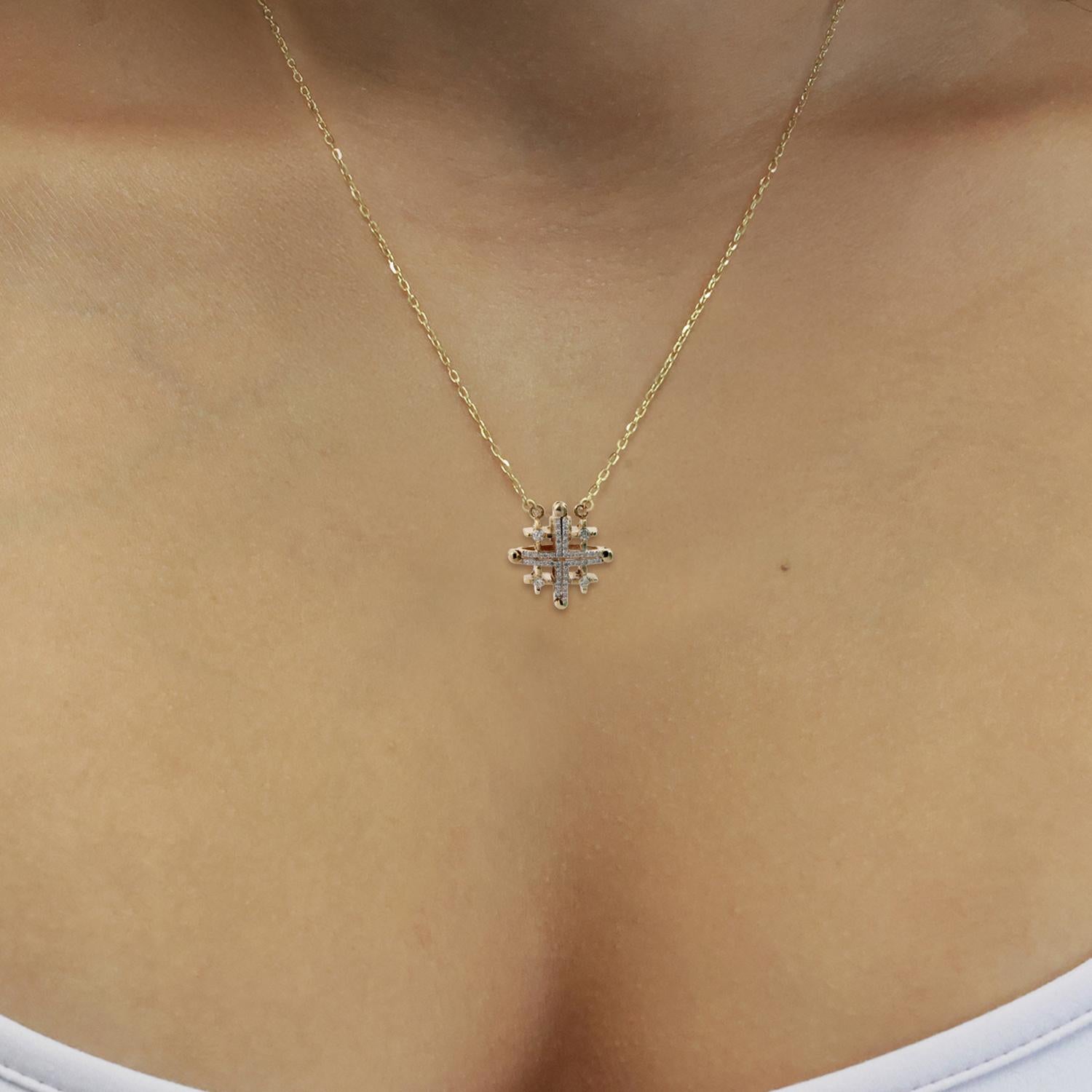 Reversible Blue Diamond Cross Pendant Chain Necklace 14K Gold 0.66 TW 18" Estate
