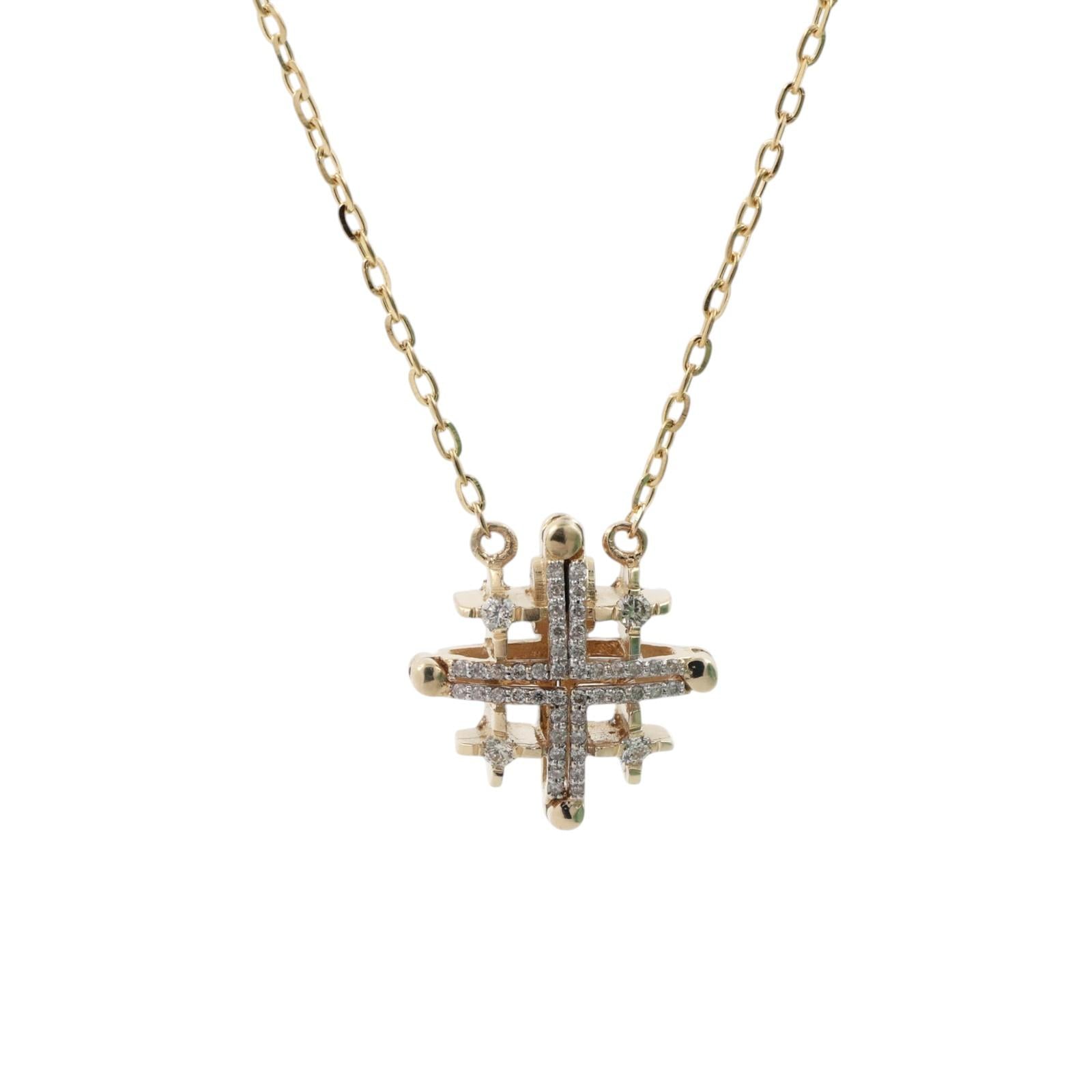 Reversible Blue Diamond Cross Pendant Chain Necklace 14K Gold 0.66 TW 18" Estate