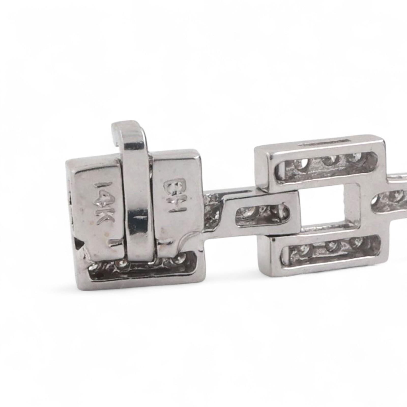 EFFY Diamond Square Link Bracelet 14K White Gold 2.00 TW 6.75" Ladies Estate