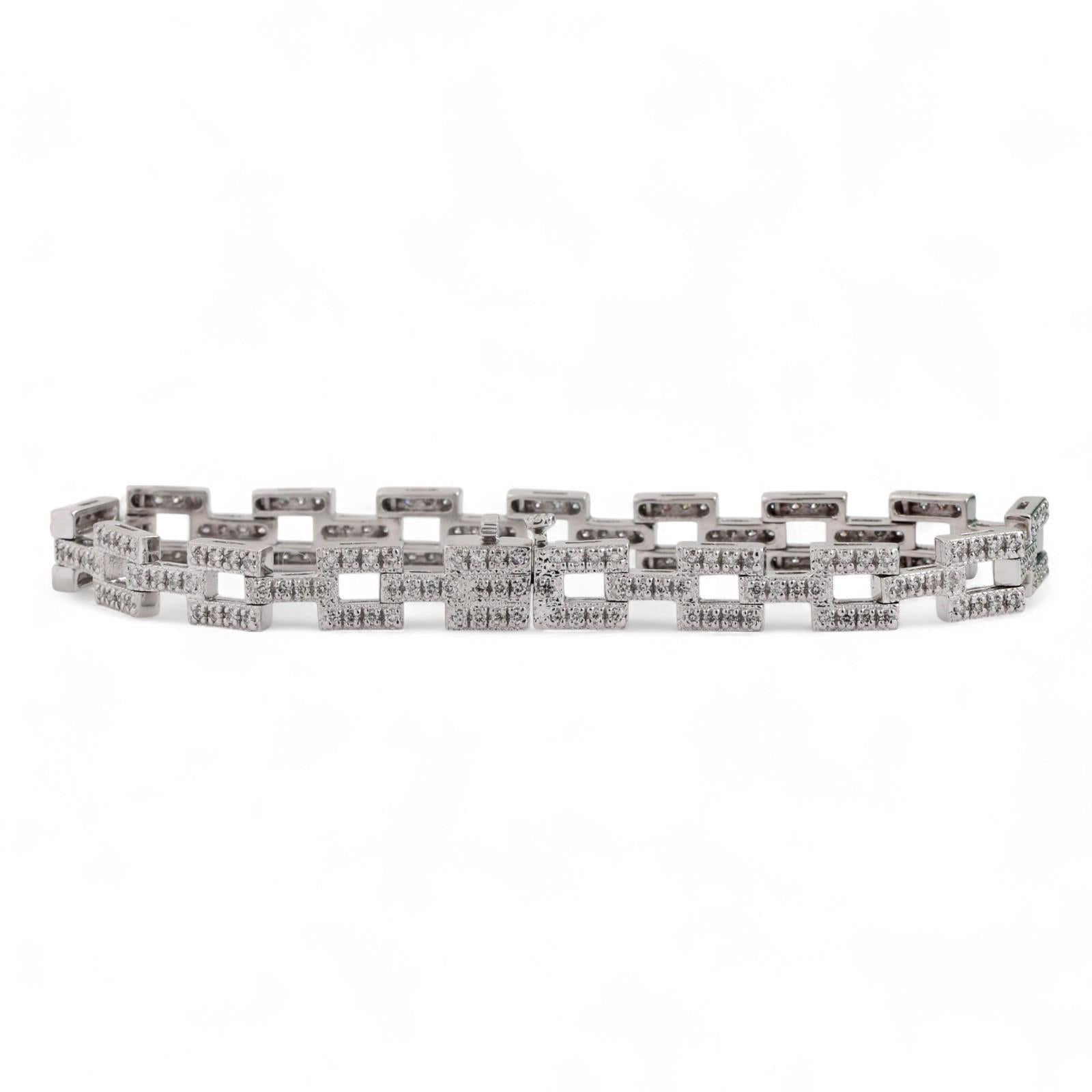EFFY Diamond Square Link Bracelet 14K White Gold 2.00 TW 6.75" Ladies Estate
